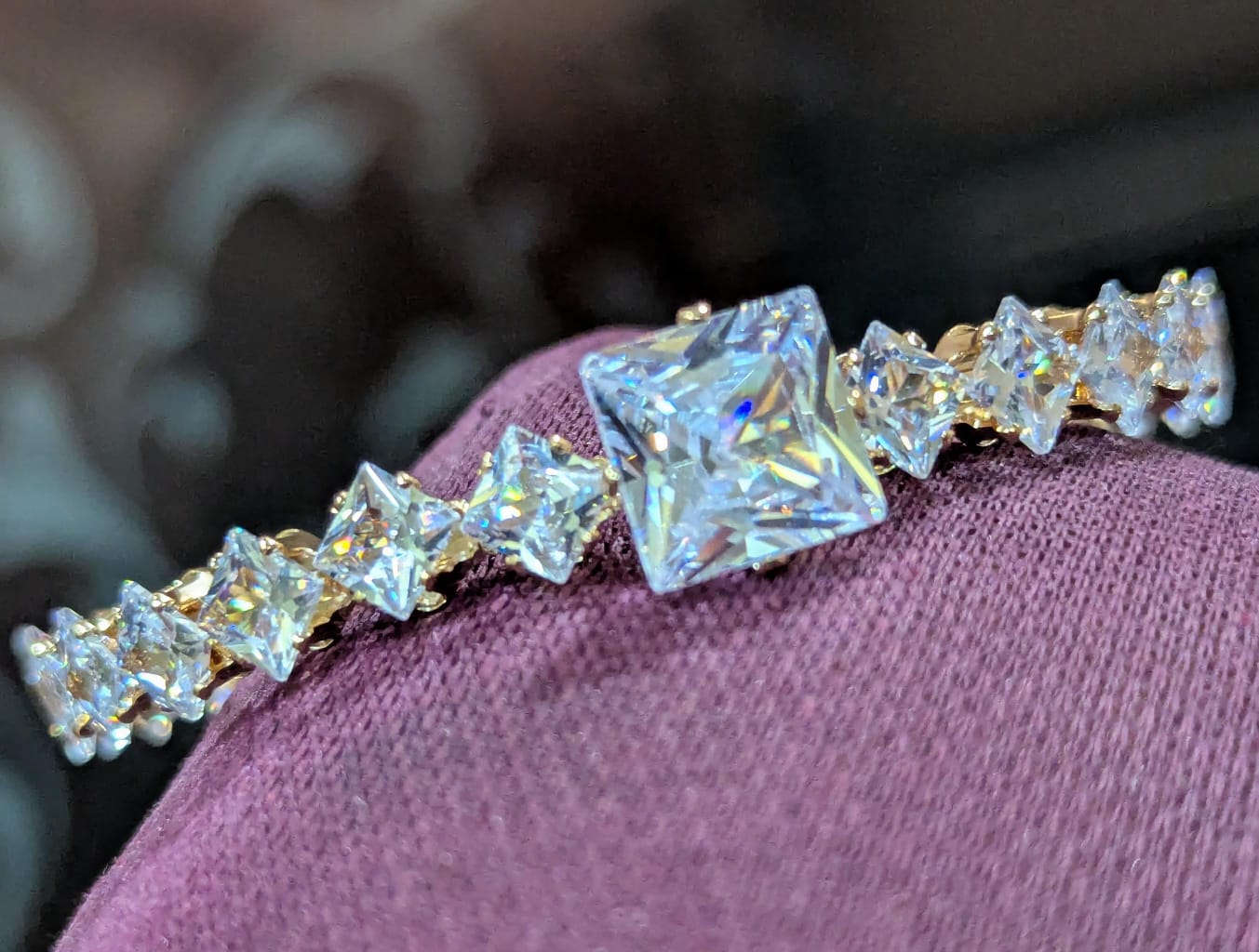 Princess Cut Crystal Bracelet — handcrafted Bangles by Wear Adora 4
