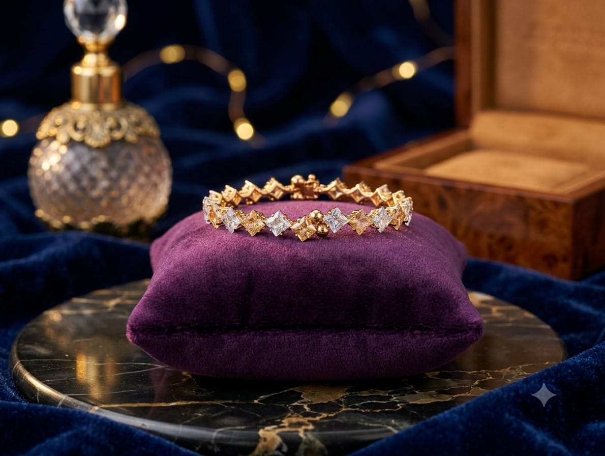 Princess Cut Crystal Bracelet — handcrafted Bangles by Wear Adora Pakistan