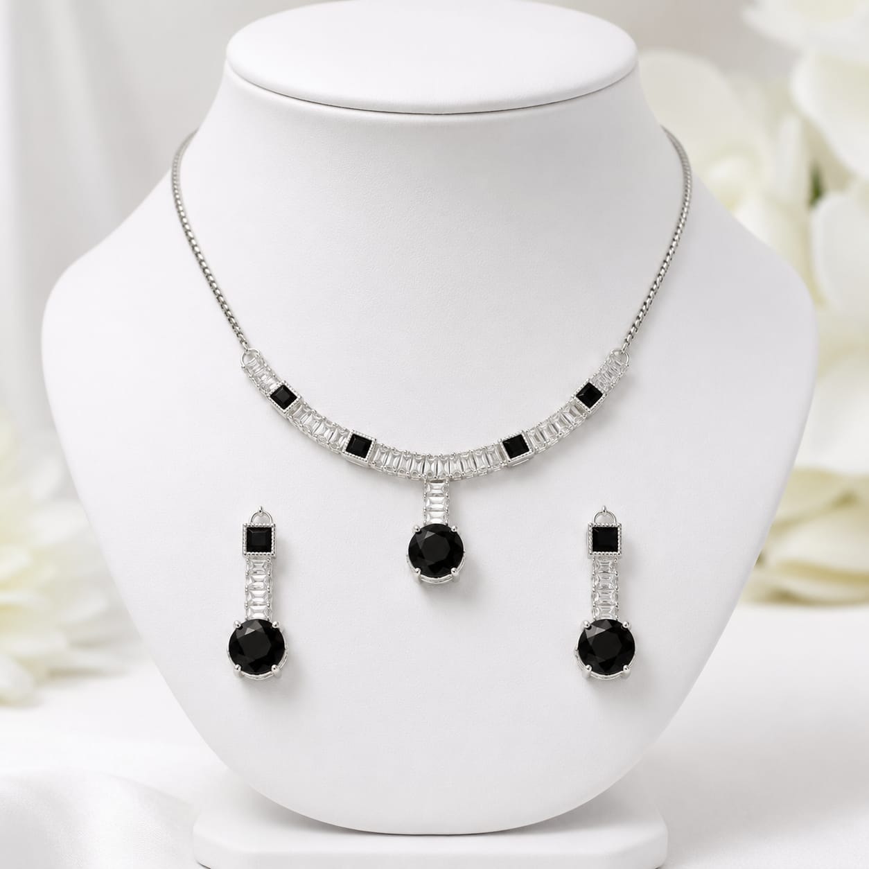 Rosé Charm Pink Stone Necklace Set — handcrafted Necklace by Wear Adora Pakistan