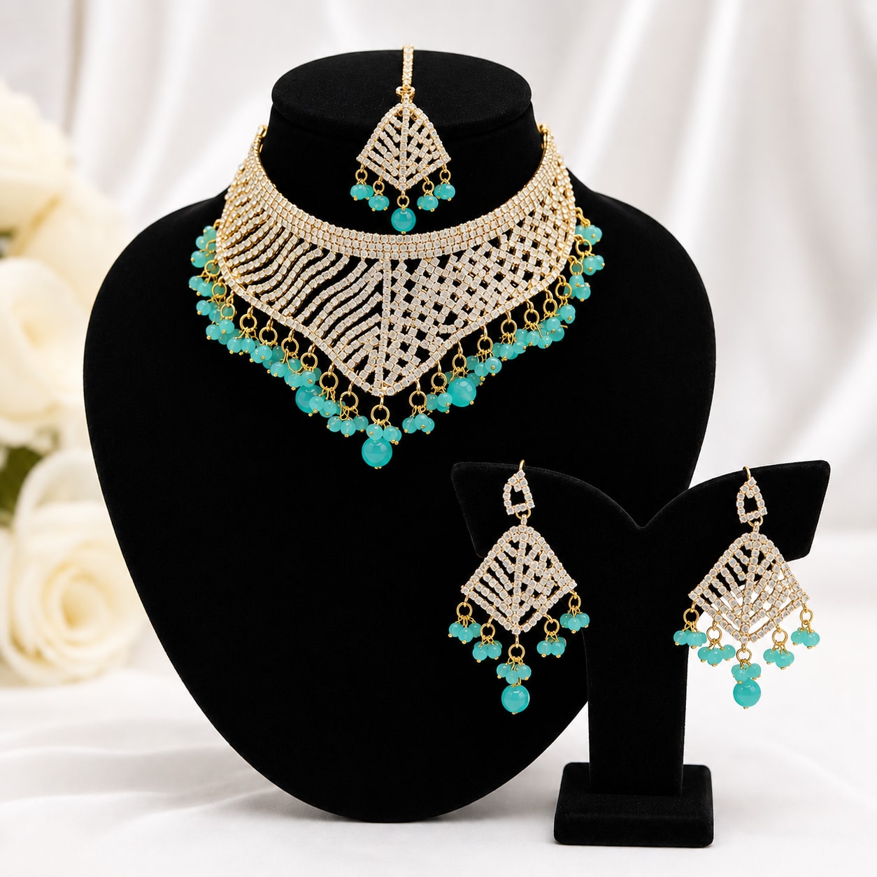 Emerald Royale Bridal Choker Set — handcrafted Necklace by Wear Adora Pakistan