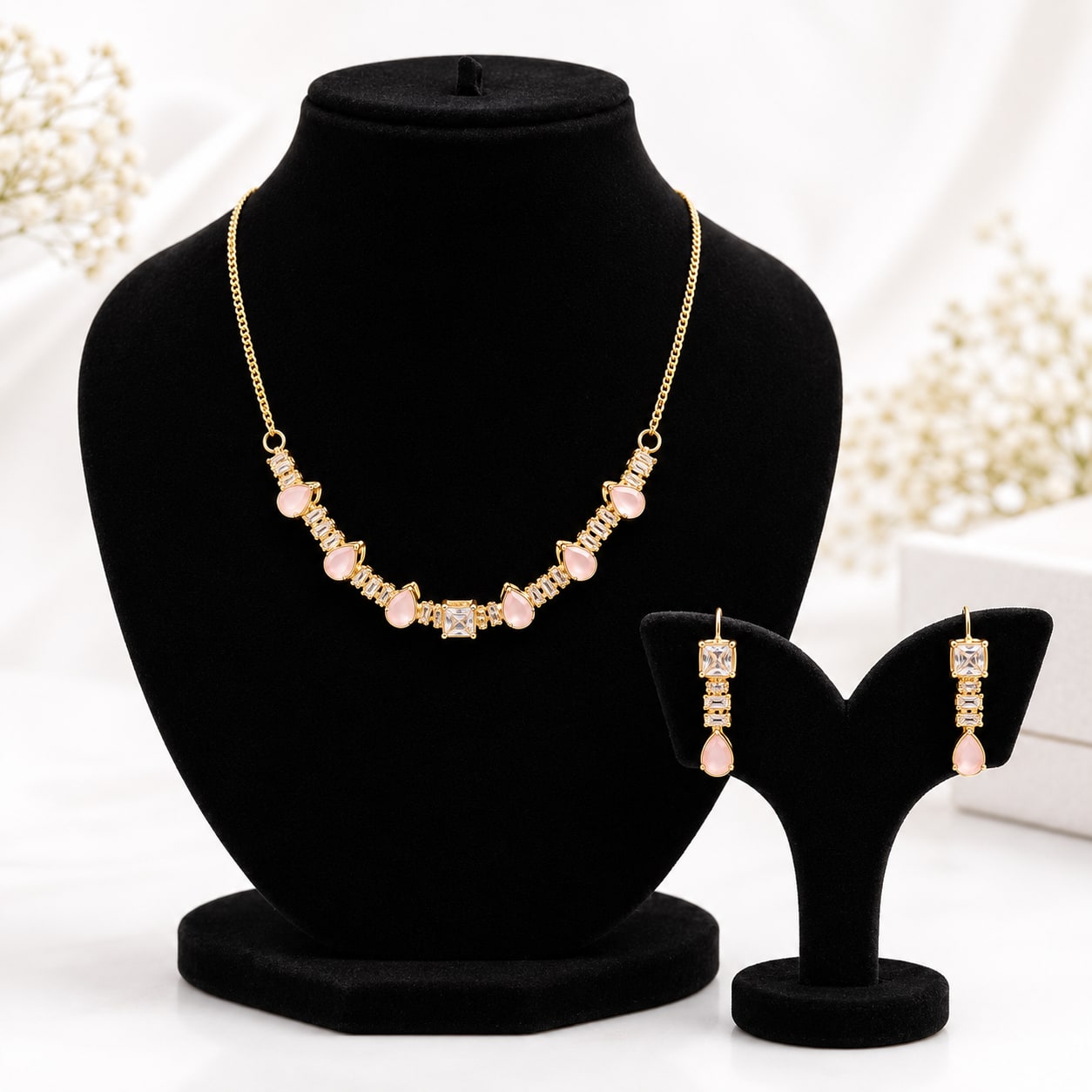 Luna Grace Zircon Necklace Set — handcrafted Necklace by Wear Adora Pakistan