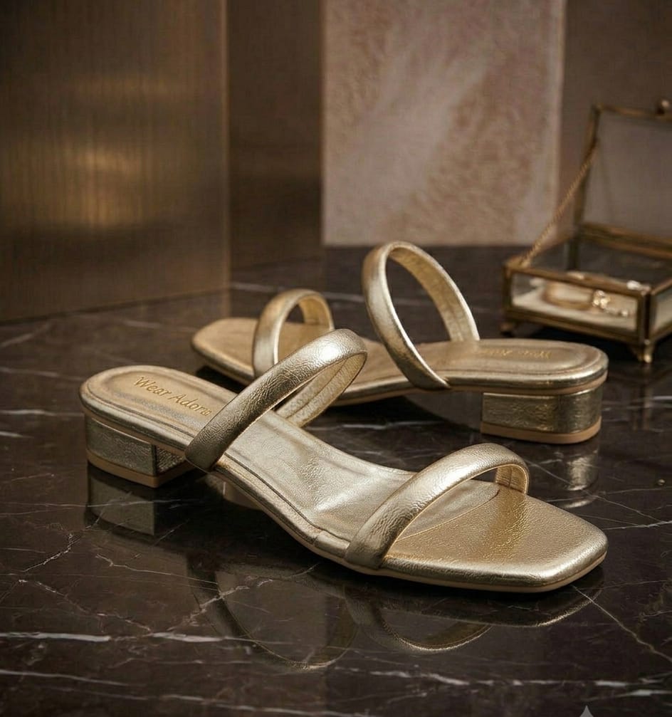 GOLD CASUAL FLATS — handcrafted Slides by Wear Adora 2