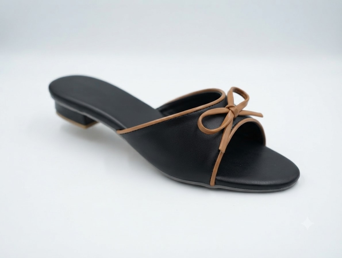 Black Casual Kitten Flats — handcrafted Slides by Wear Adora 1