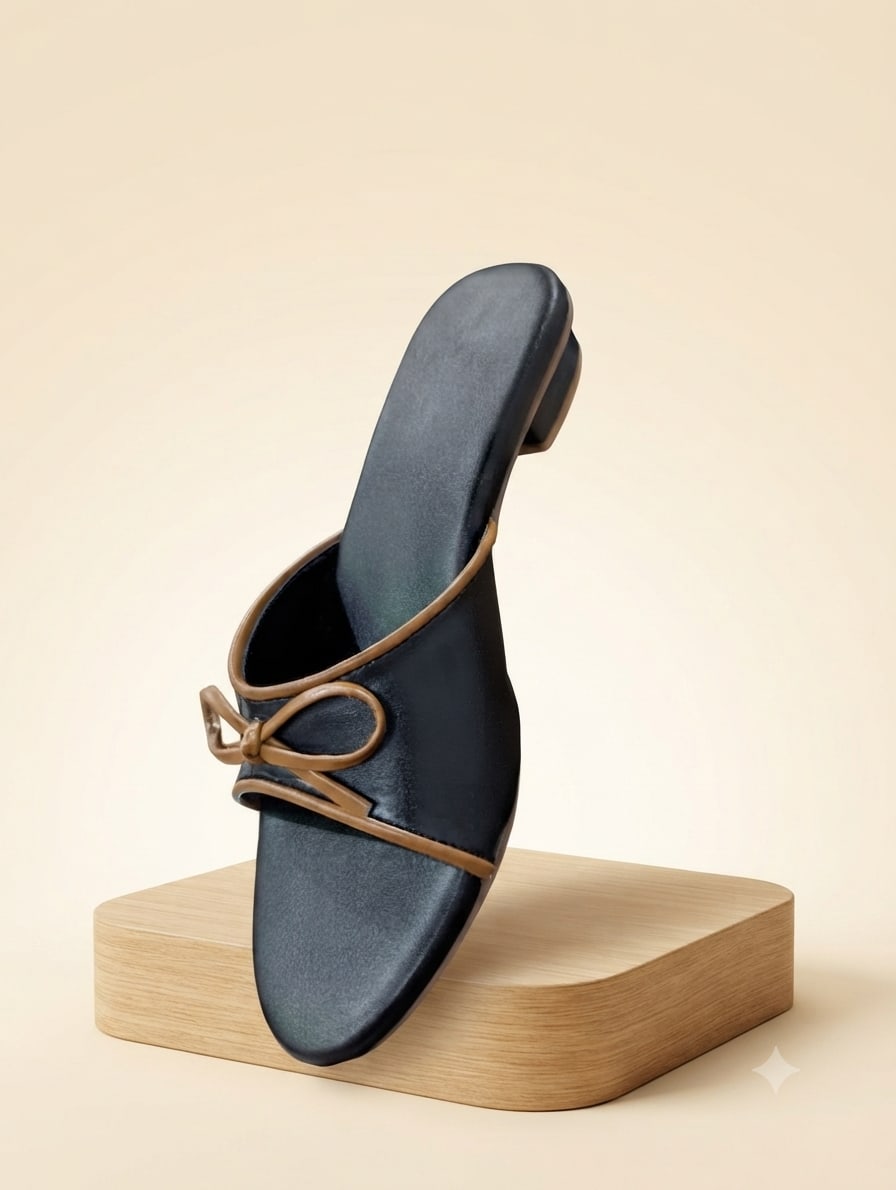 Black Casual Kitten Flats — handcrafted Slides by Wear Adora 2