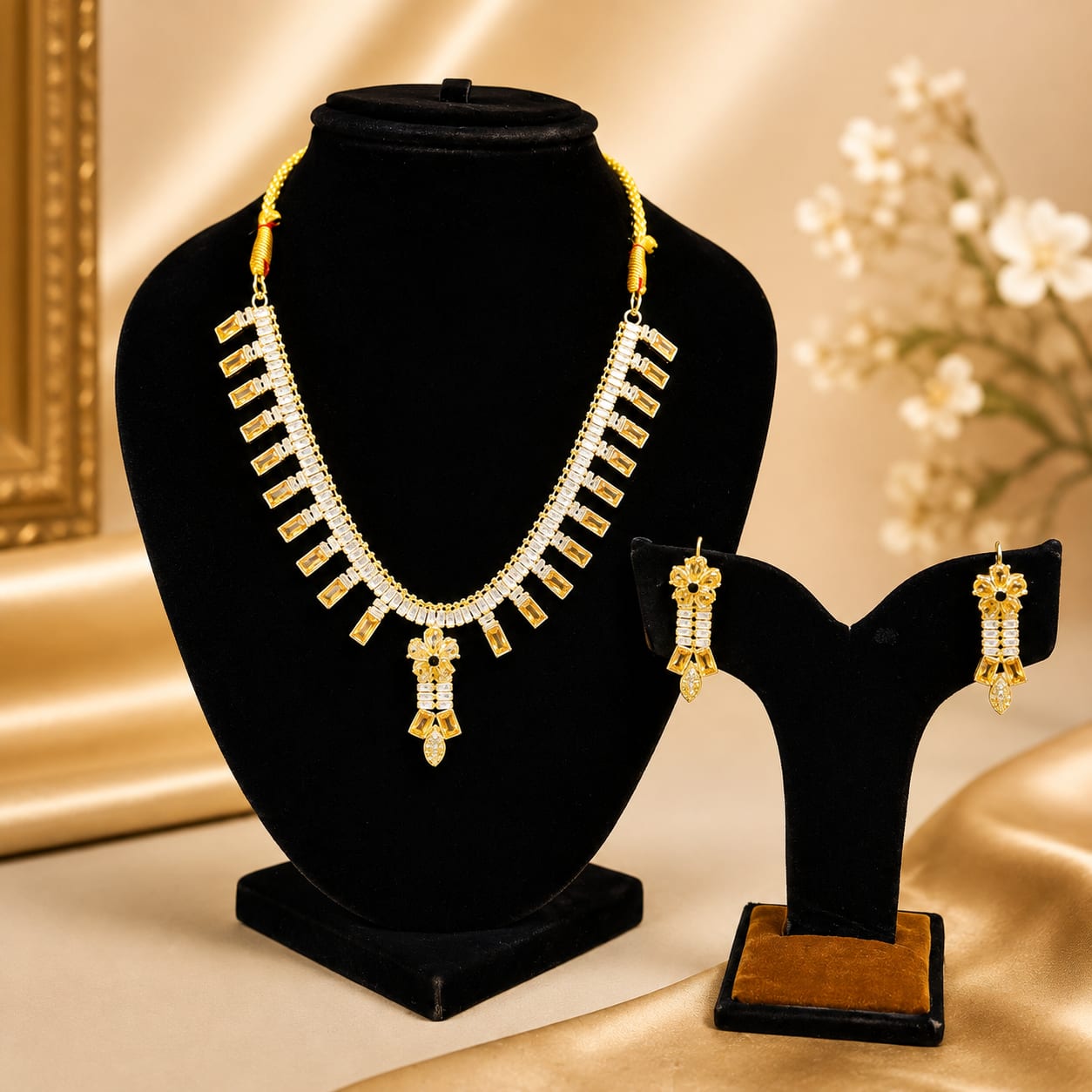 Crystal Blossom Luxe Necklace Set — handcrafted Necklace by Wear Adora Pakistan