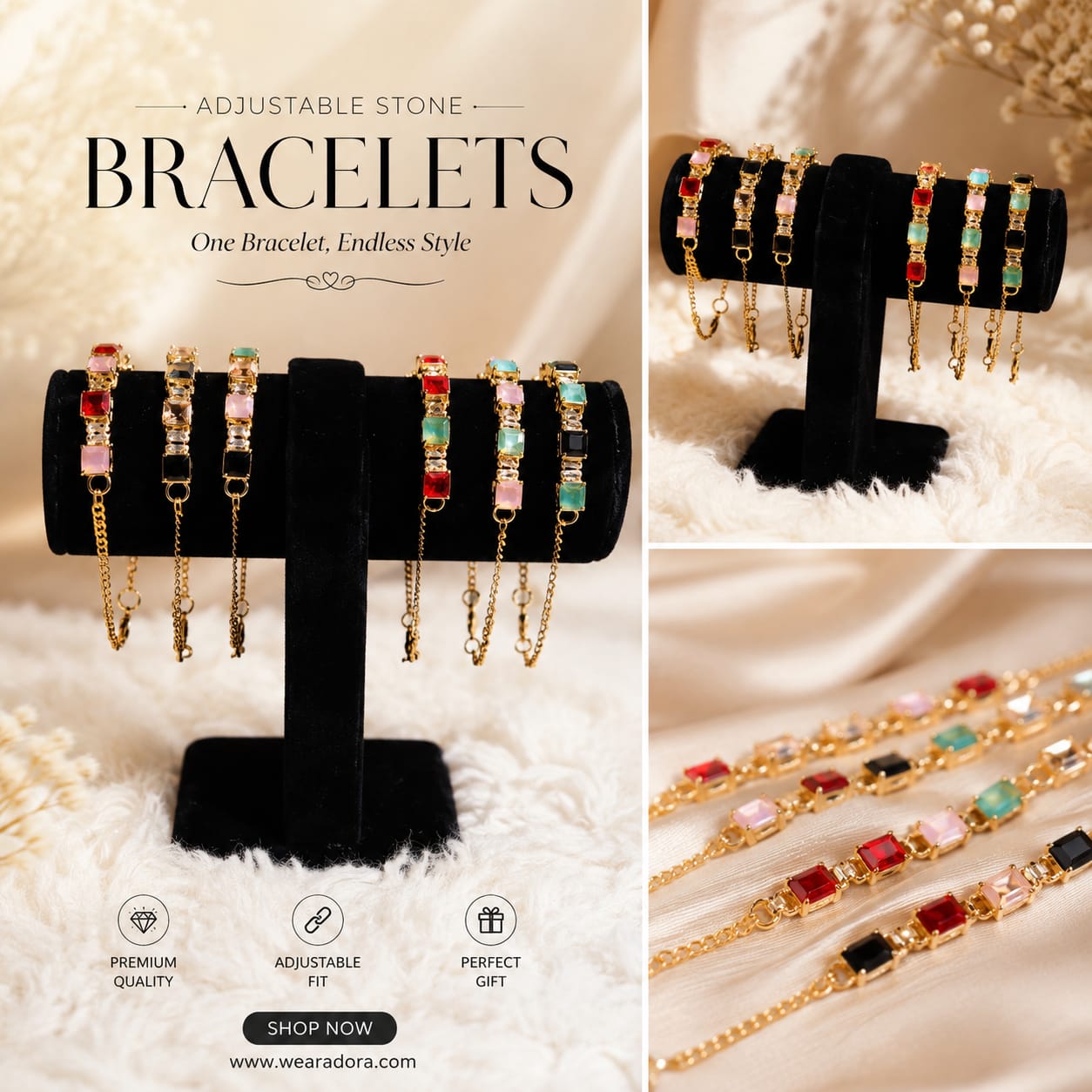 Crystal Stone Bracelet — handcrafted Bangles by Wear Adora Pakistan