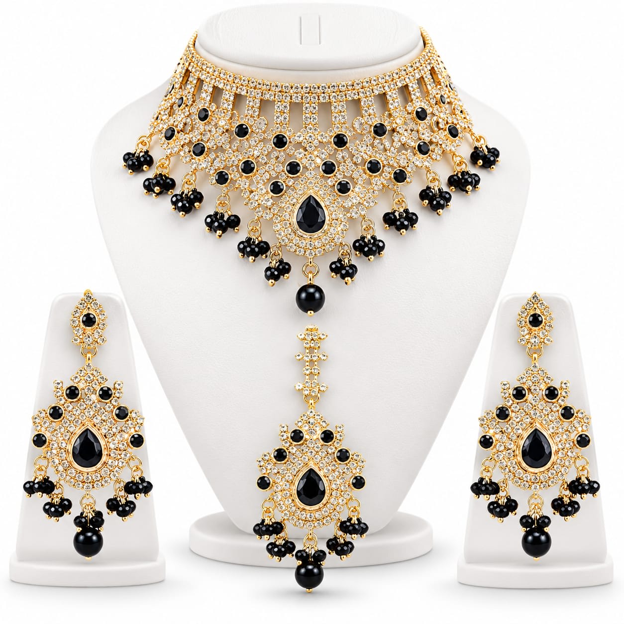 Luxury Bridal Jewelry with Earrings & Maang Tikka — handcrafted Bridal by Wear Adora 4