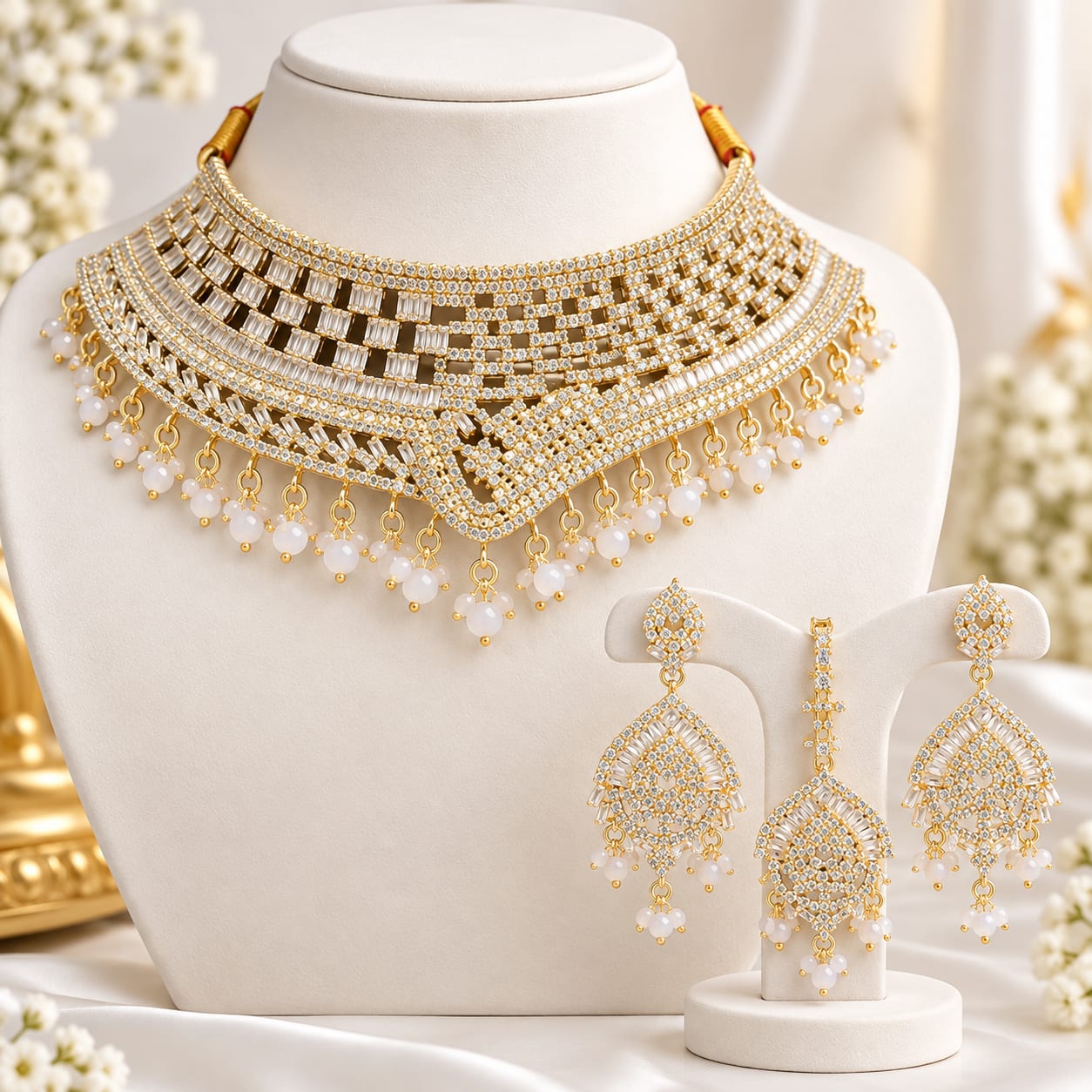 Nooré Bridal Zircon Choker Set — handcrafted Necklace by Wear Adora