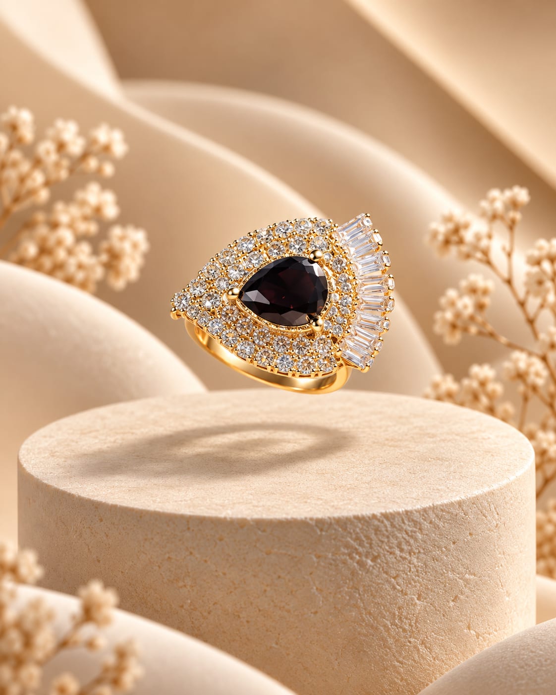 Royal Zircon Statement Ring – A1 Quality Teardrop Design — handcrafted Ring by Wear Adora