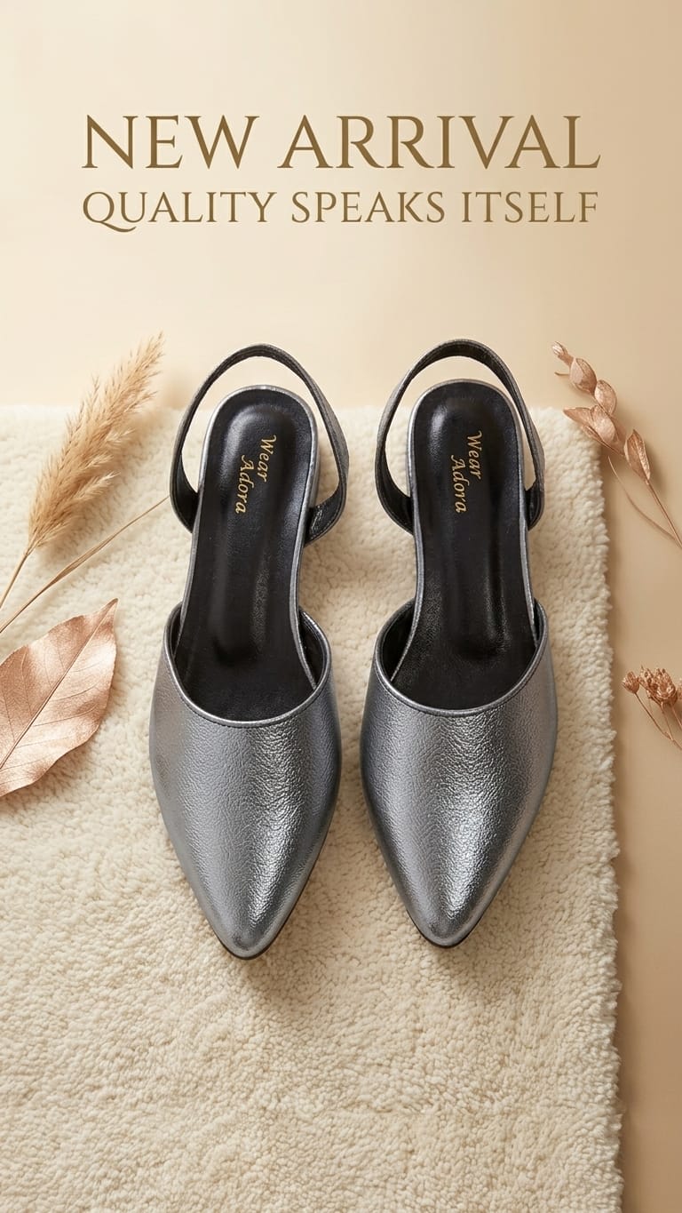 Elegant Metallic Pointed-Toe Flat Pumps — handcrafted Slides by Wear Adora 1