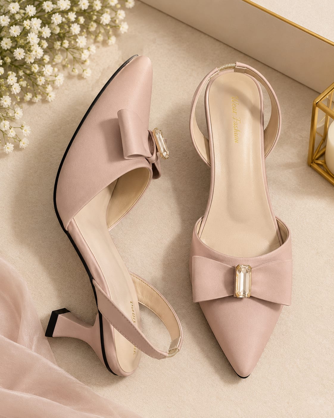 Bow Crystal Slingback Heels in Blush Pink & Powder Blue | Wear Adora — handcrafted Heels by Wear Adora 2