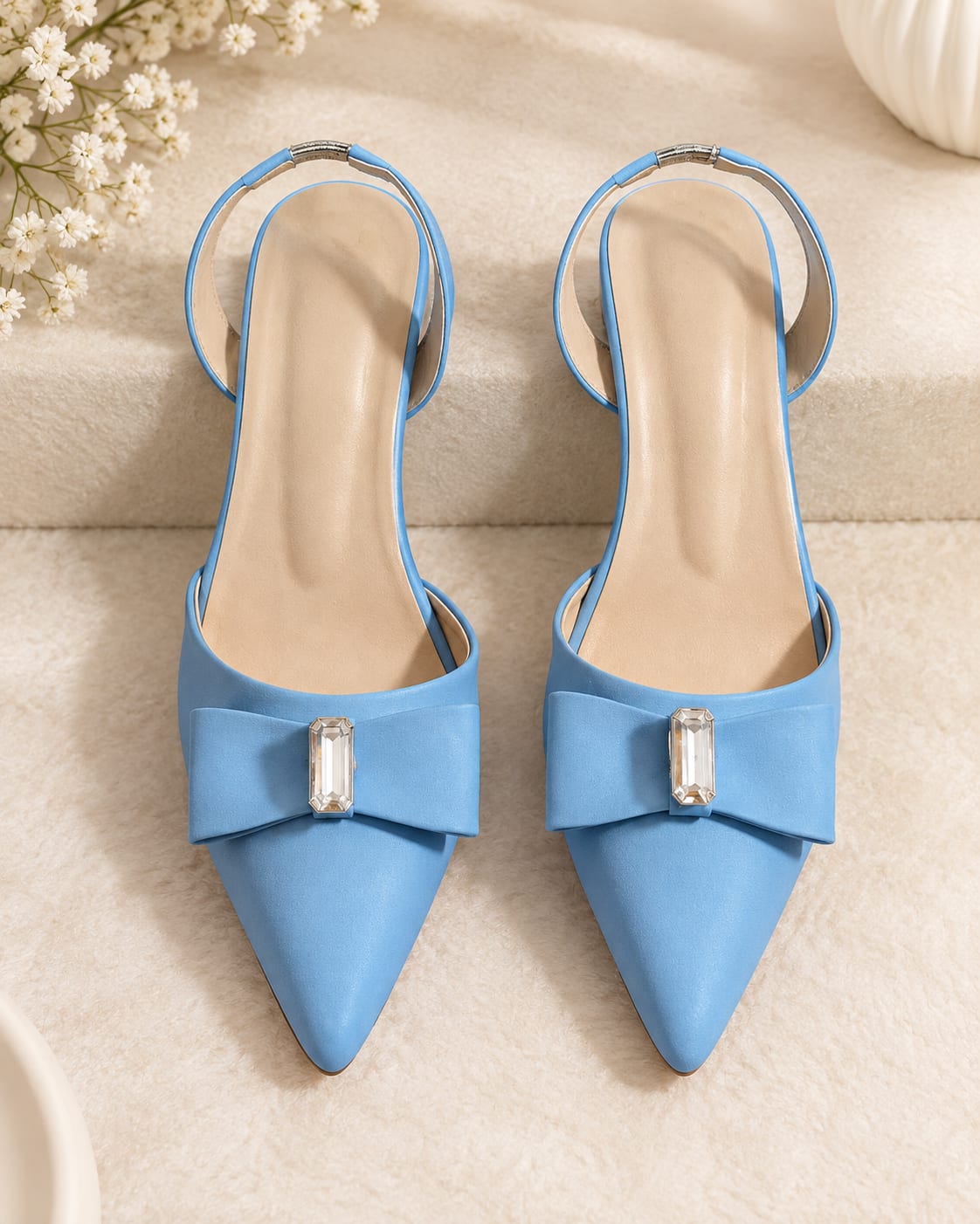 Bow Crystal Slingback Heels in Blush Pink & Powder Blue | Wear Adora — handcrafted Heels by Wear Adora 3