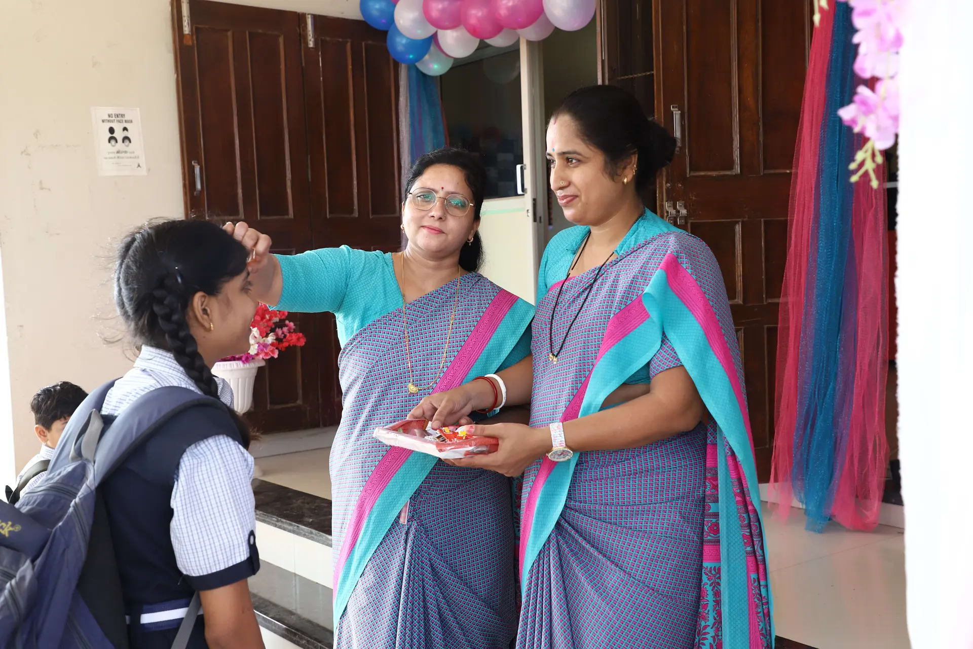 Students gathering for morning prayer and assembly