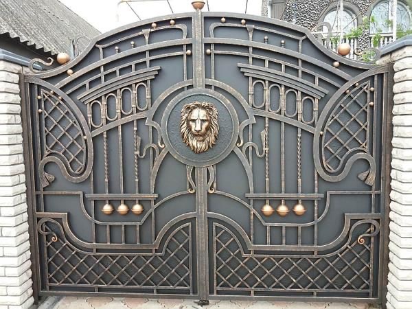 Кованые ворота с калитками