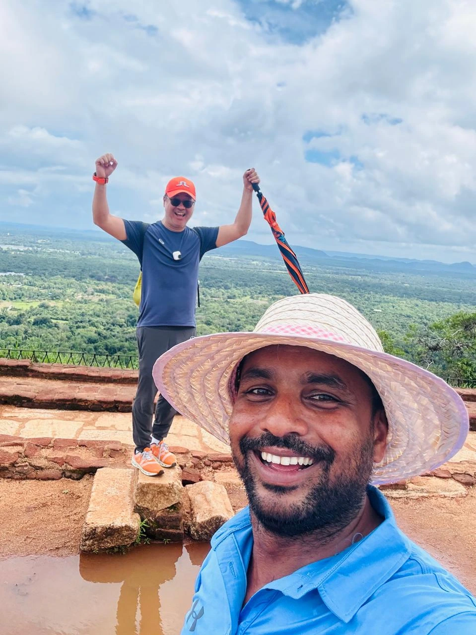 Happy travelers on a guided tour adventure