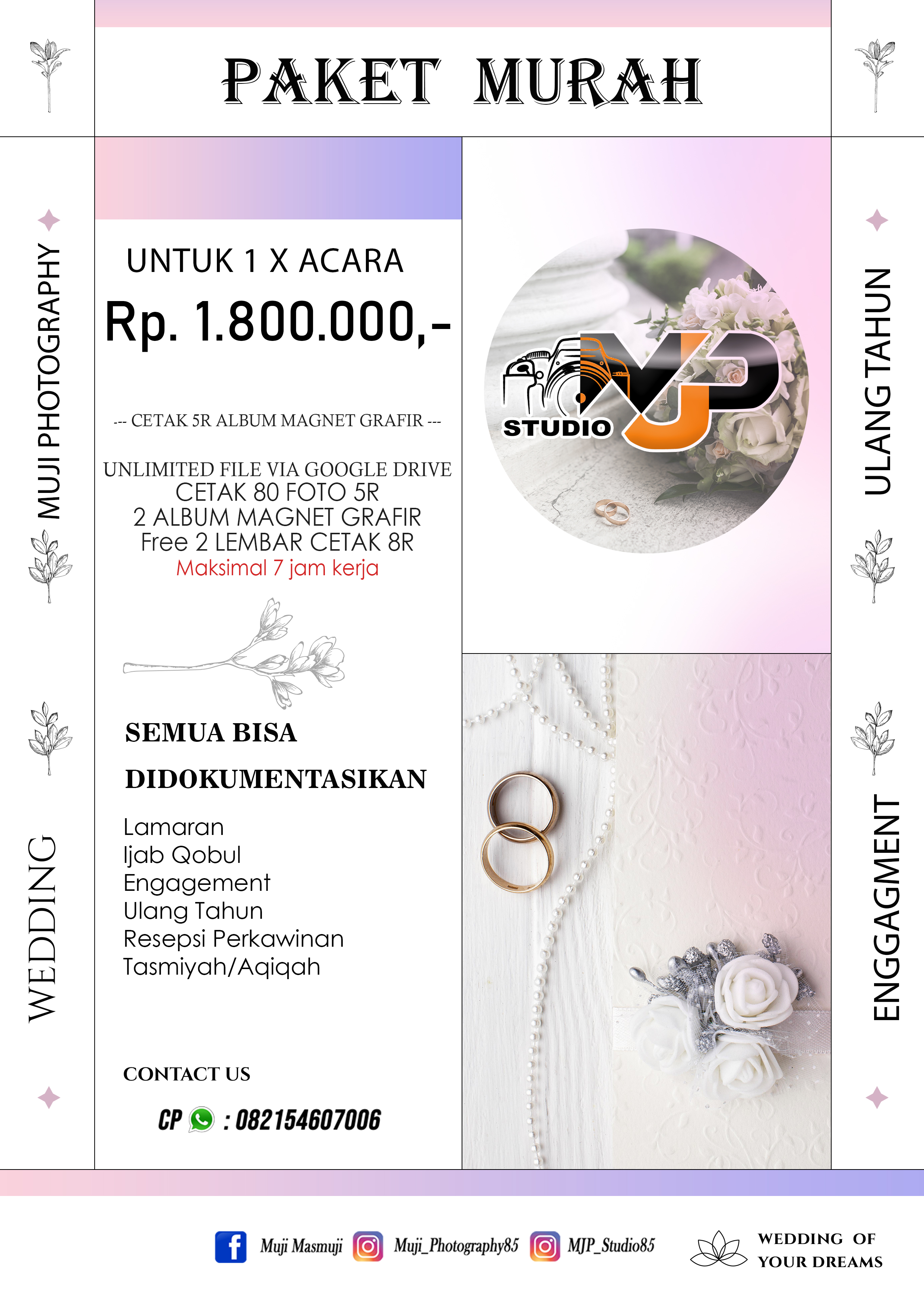 Paket Wedding  Murah Unlimited  1x Acara