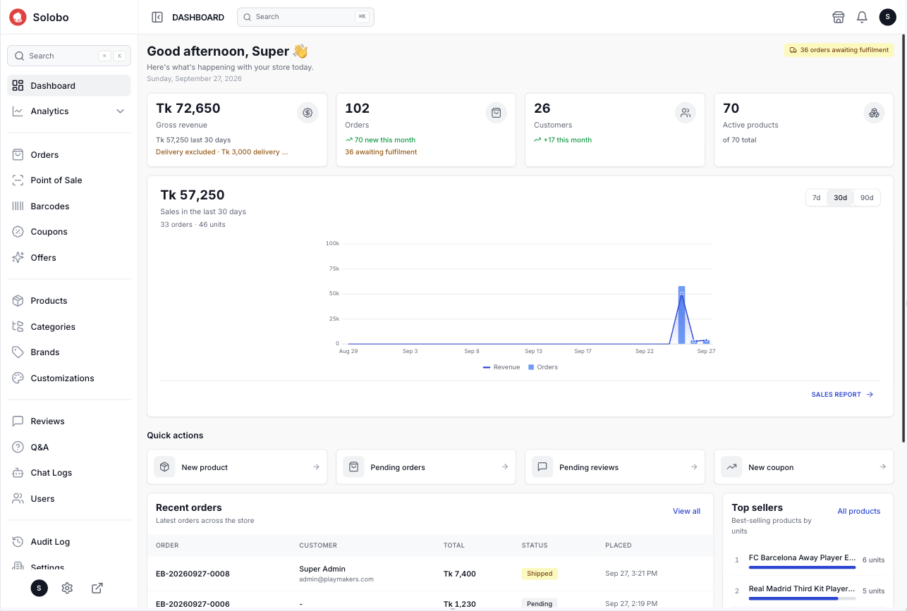 Real-Time Merchant Control Center & Store Analytics Hub