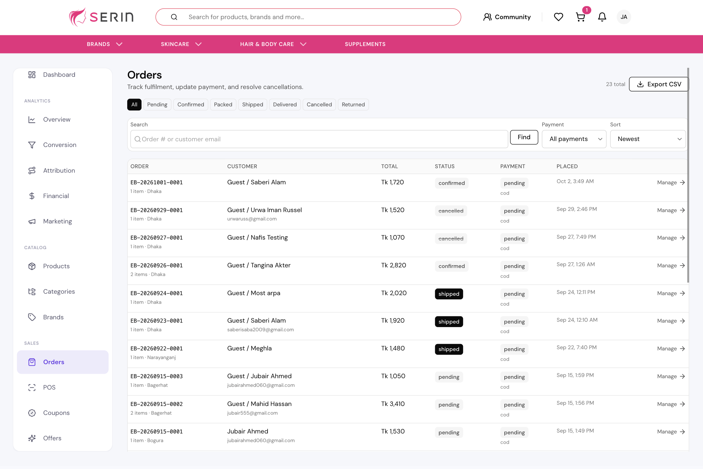 Order Management & Fulfillment Tracking Operations Portal