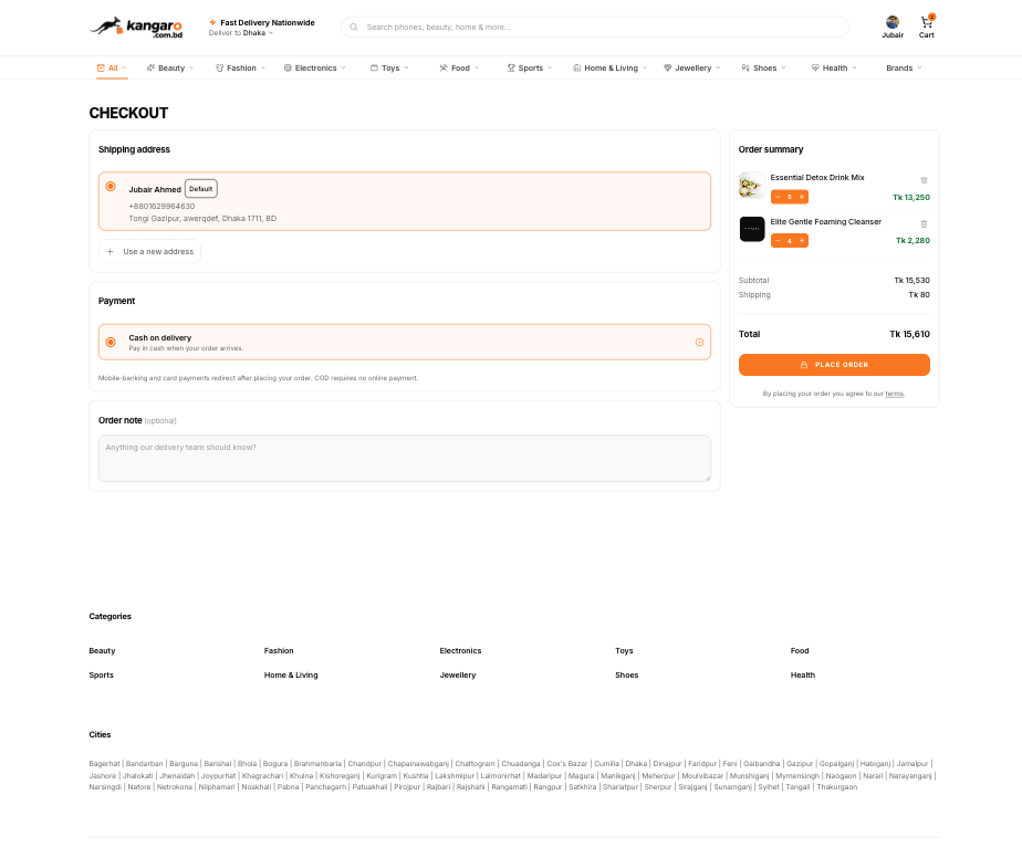 Frictionless Checkout Flow & Saved Address Management System Streamlined Order Summary Processing with Flexible Payment Integration