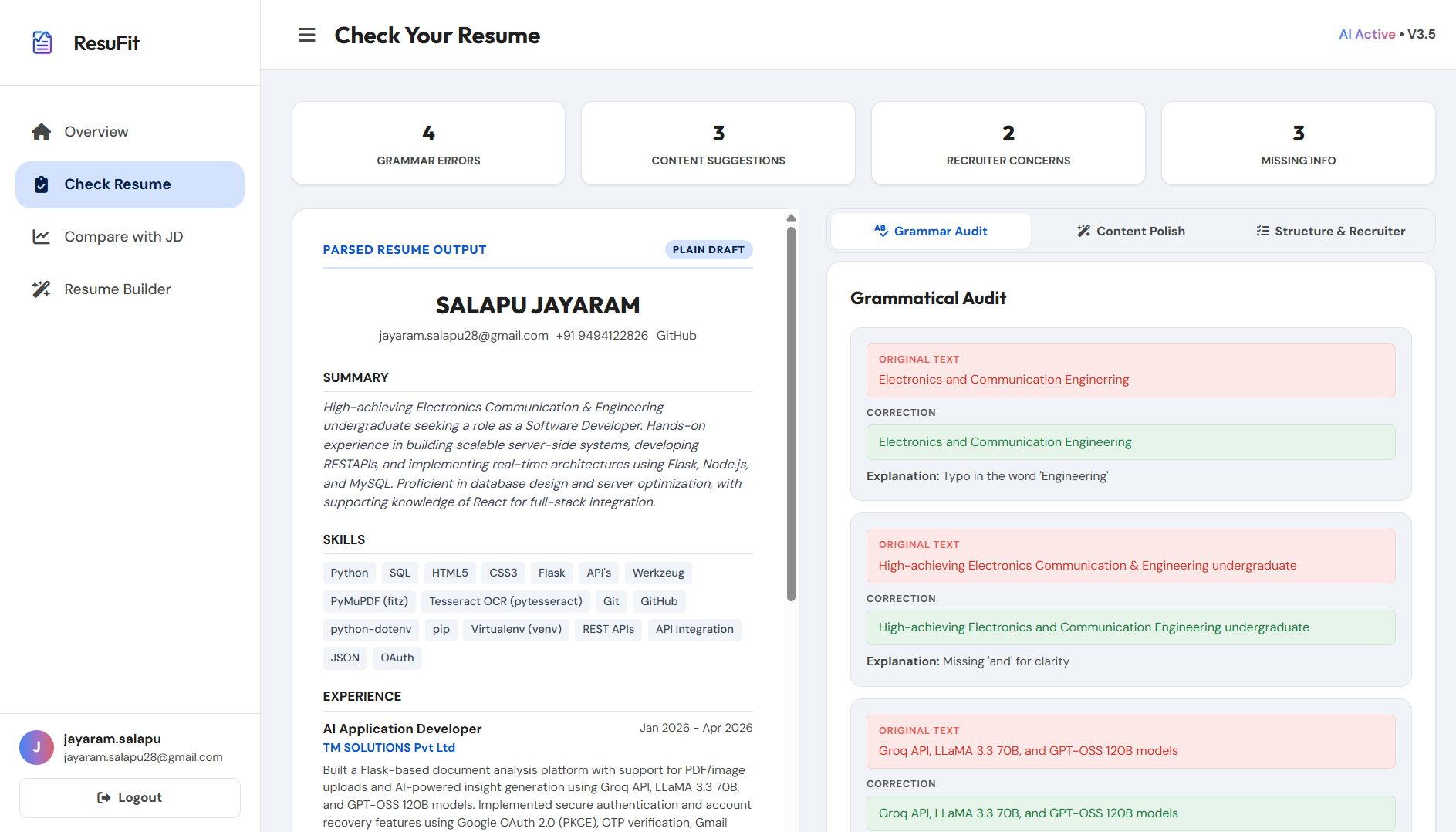 ResuFit screenshot
