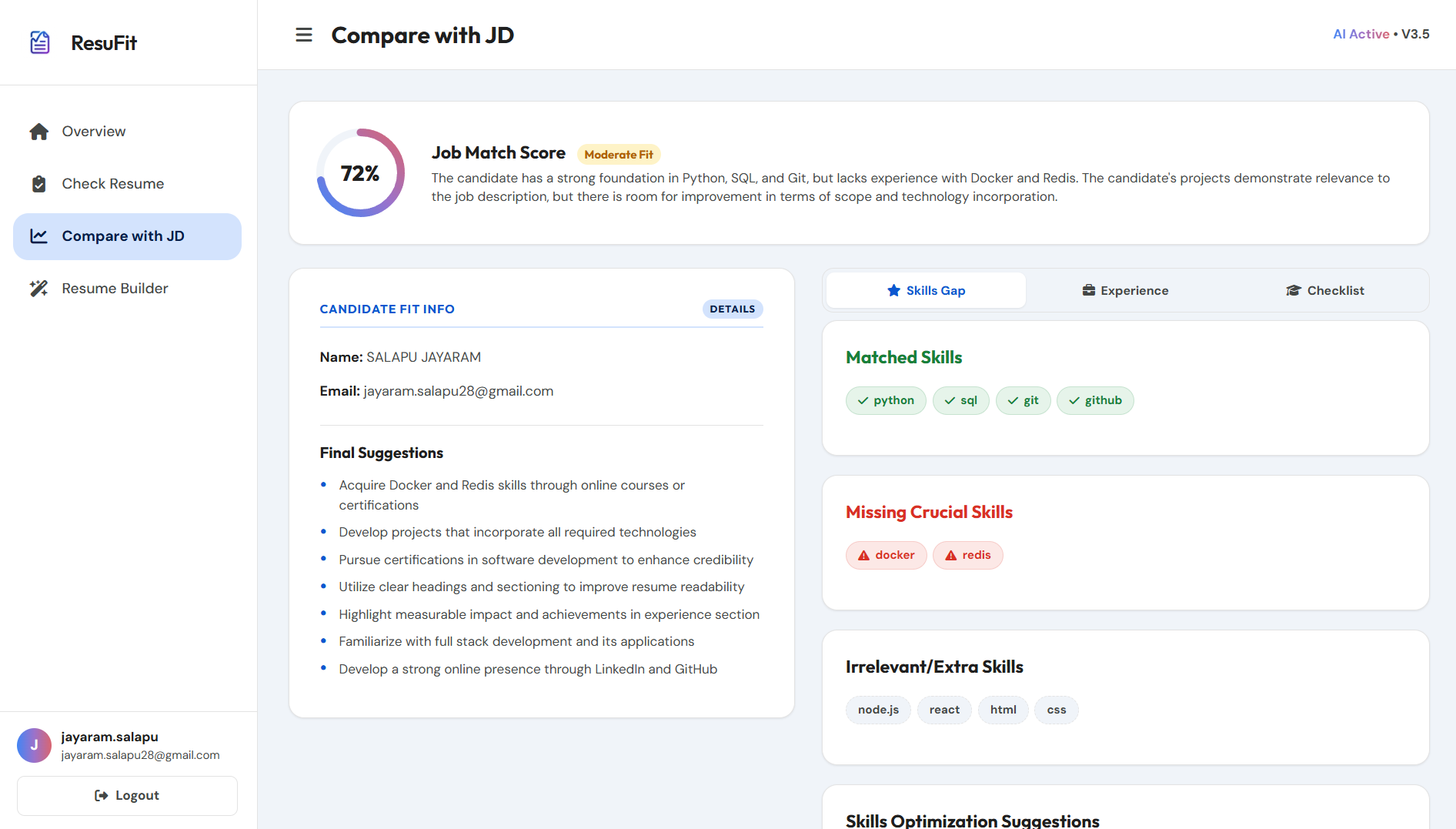ResuFit screenshot