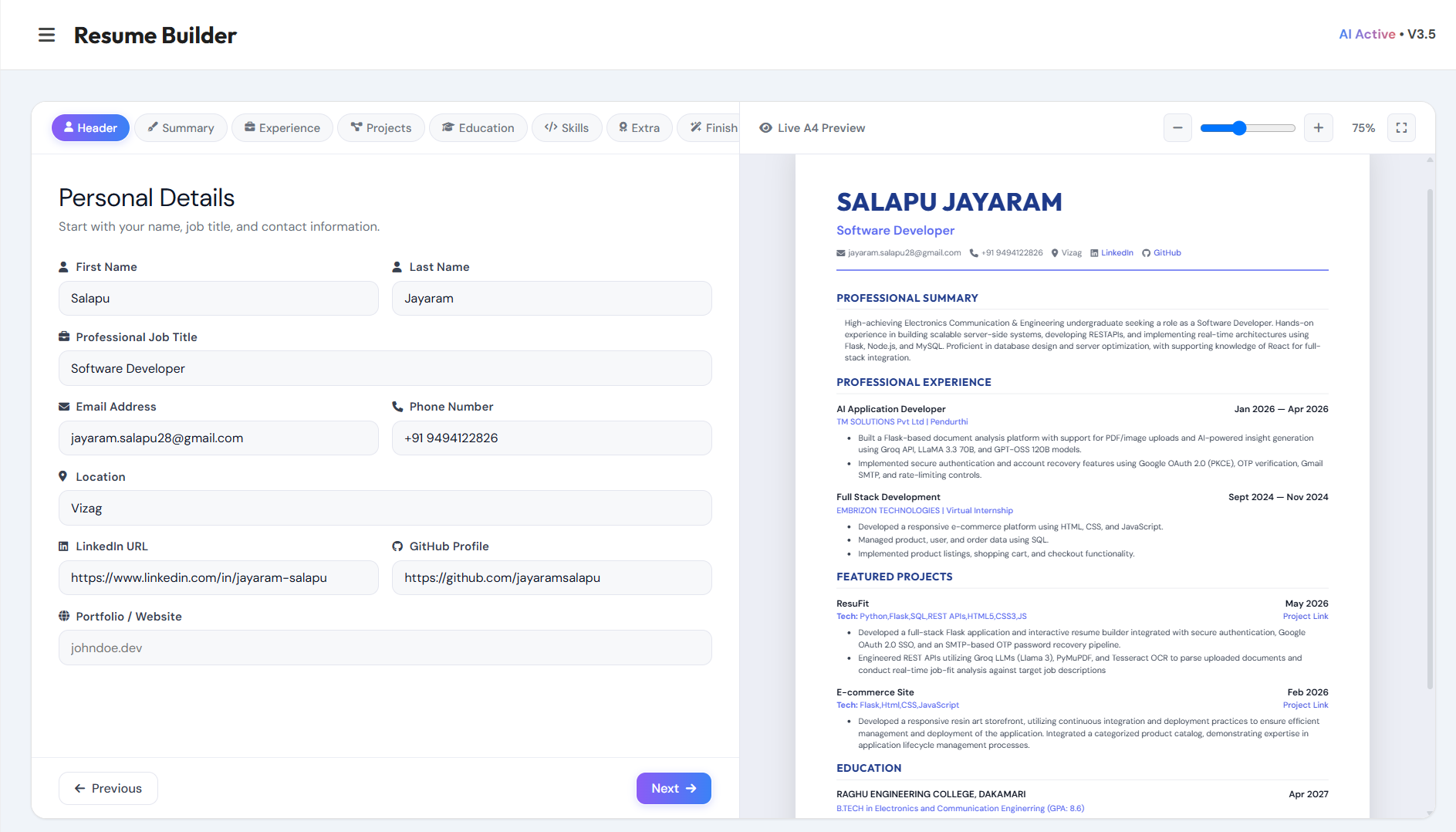 ResuFit screenshot