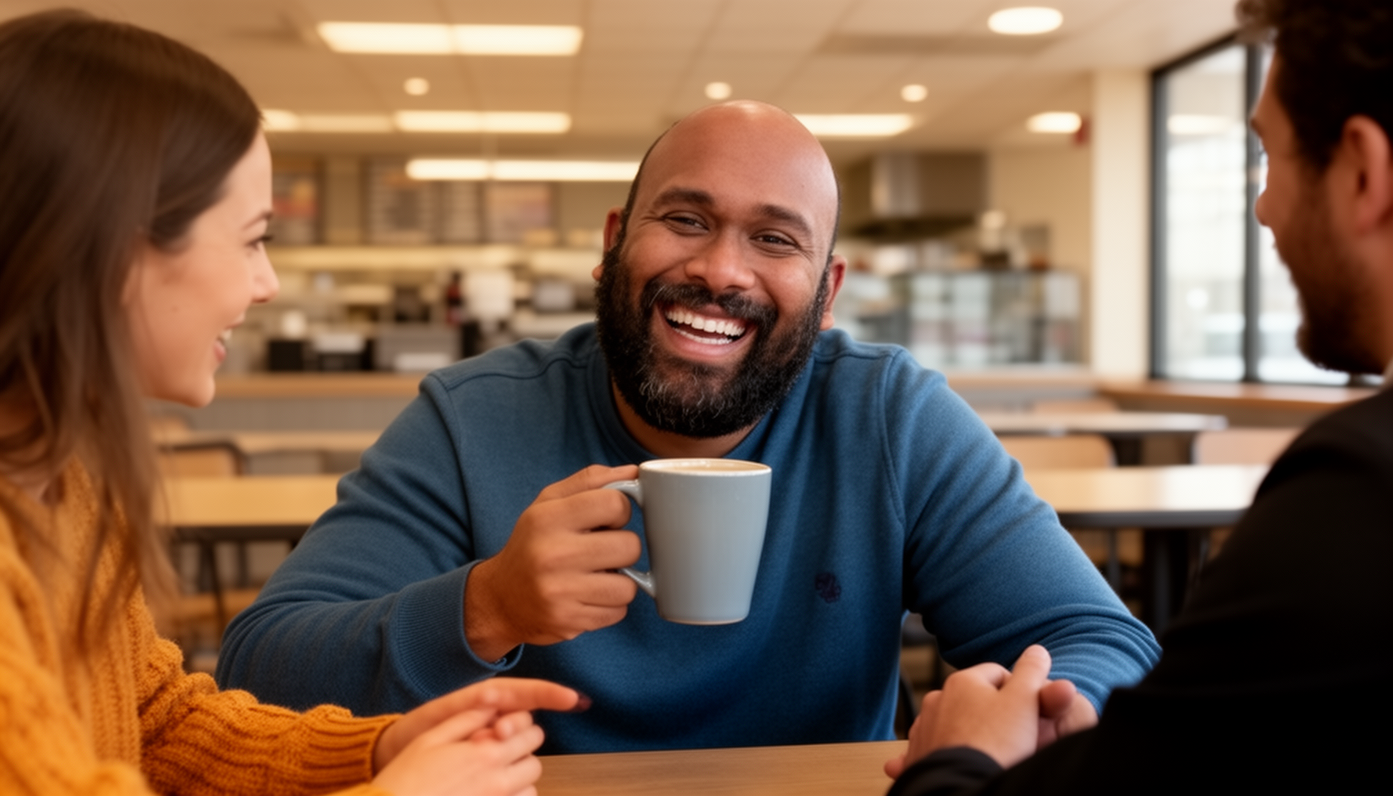 AI generated image of me having coffee chat