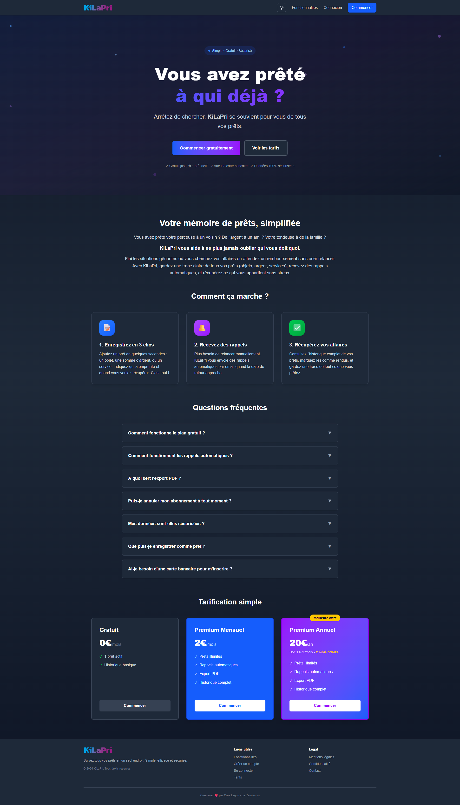 KiLaPri - SaaS de gestion de prêts