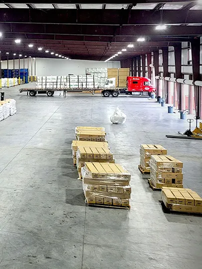 GWSI warehouse floor with a truck being loaded indoors