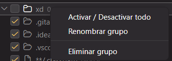 Group context menu - Activate All, Rename, Delete