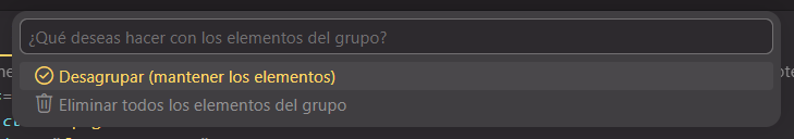 Delete group dialog - keep or remove items