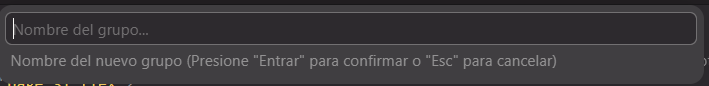 Creating a new group - input box