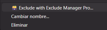 Pattern context menu: Exclude, Rename, Delete