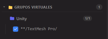 Virtual Groups section with Unity group (1/1)