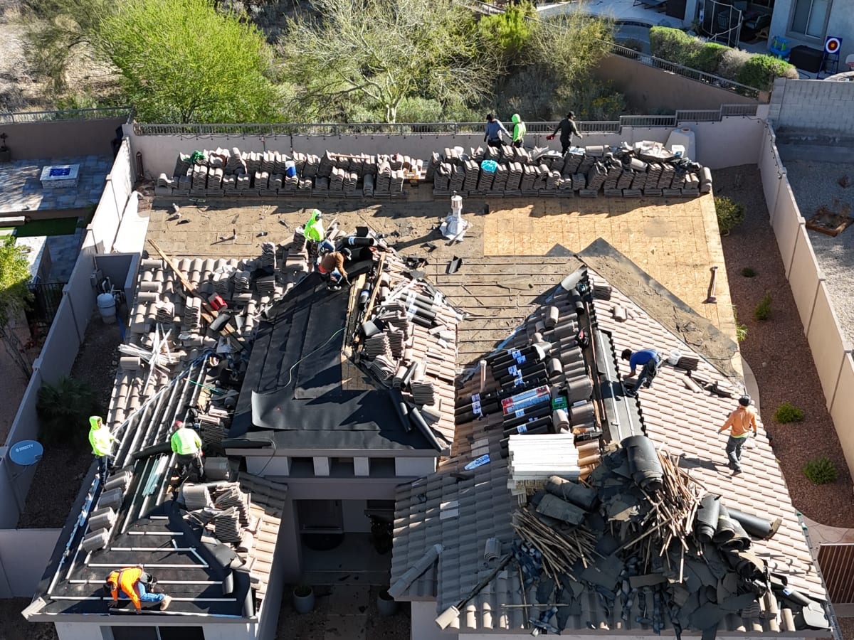 Roof Boyz aerial shot of a Queen Creek tile roof