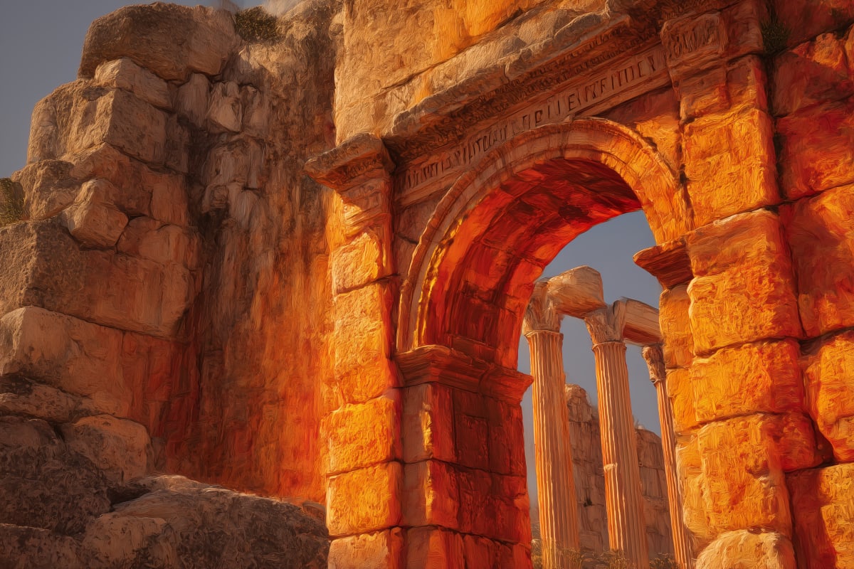 Hadrian's Arch in Athens at golden hour