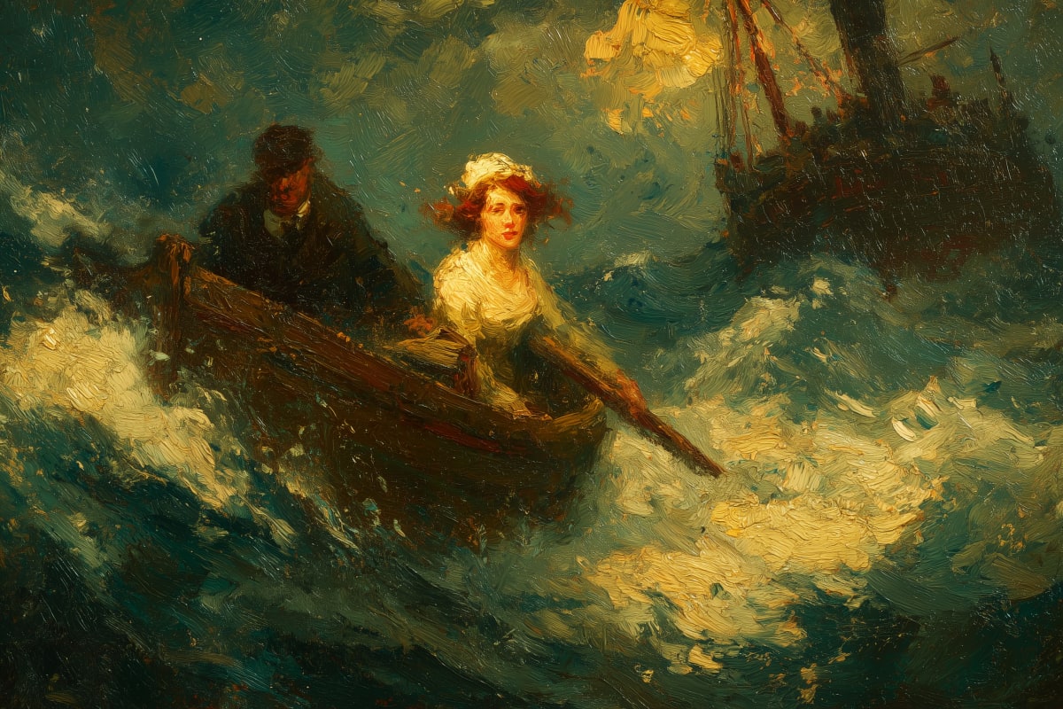Grace Darling rowing through the storm