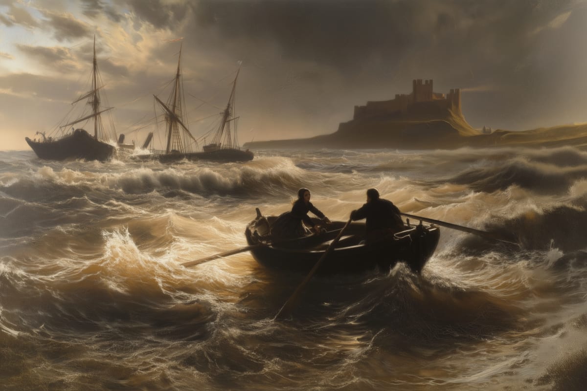 Grace and William Darling rowing to the wreck