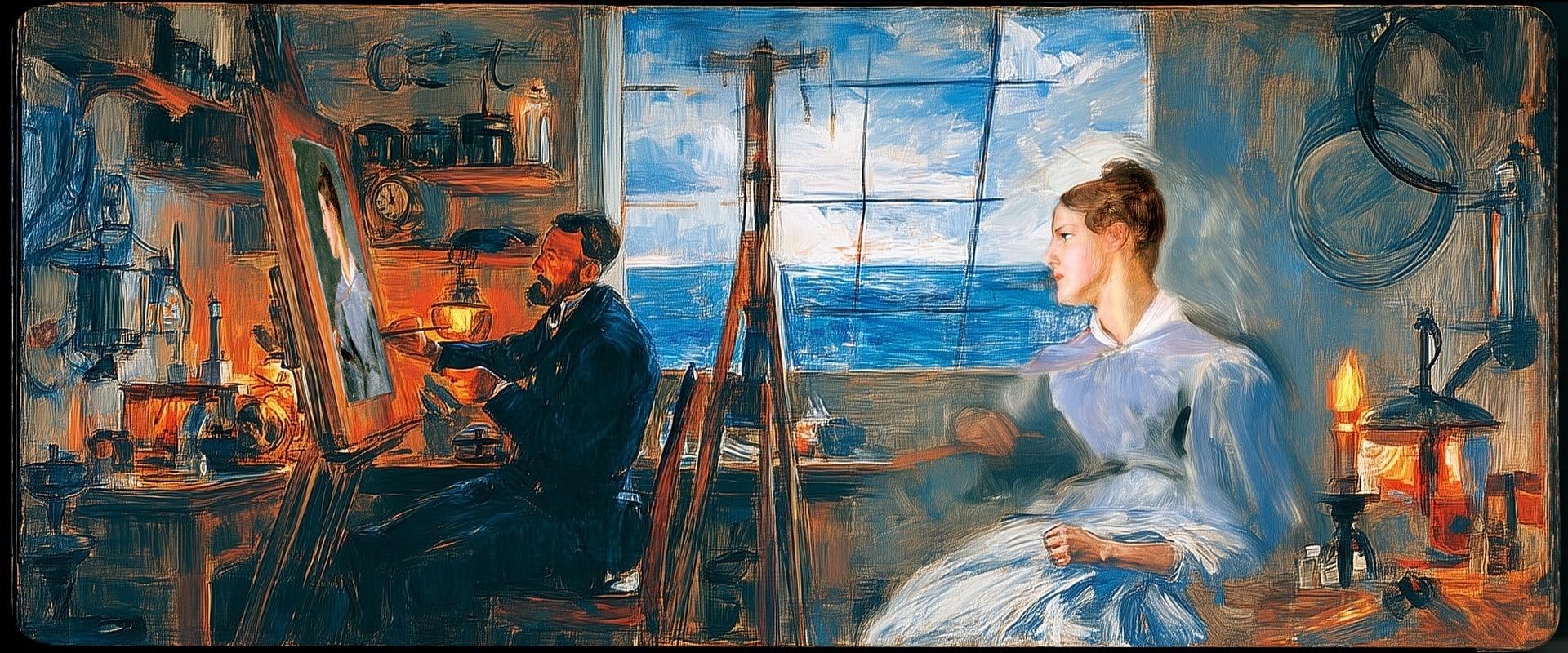 Grace Darling sitting for a portrait in the Longstone lighthouse