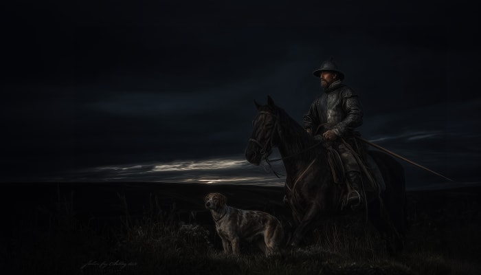 Border Reiver on horseback