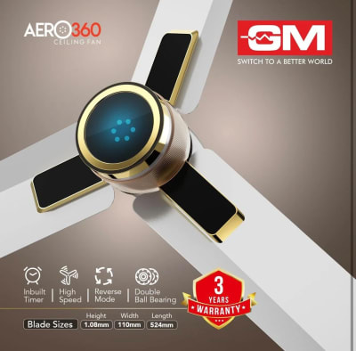 GM Aero 360 BLDC Ceiling Fan White Gold