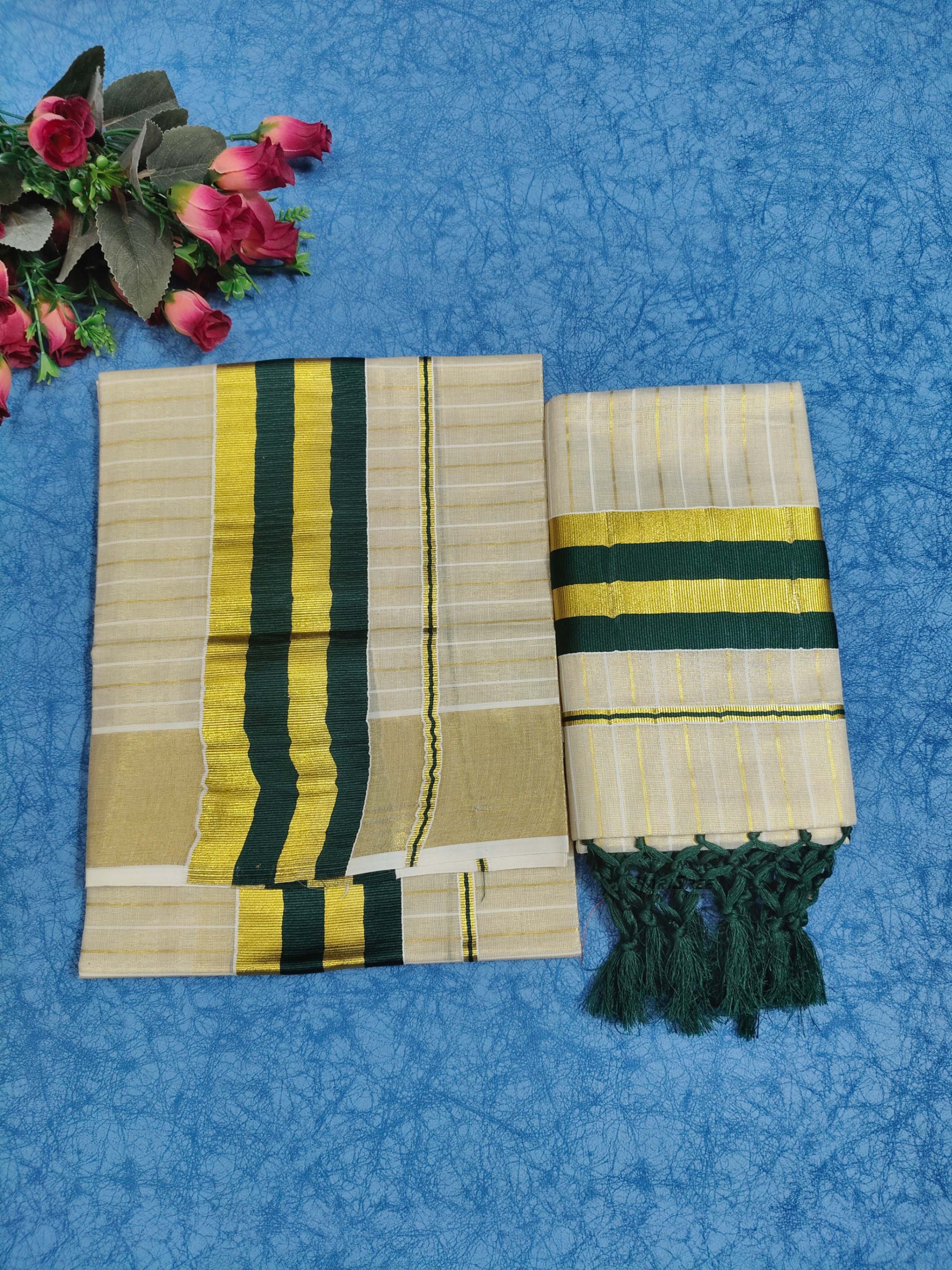 Tissue Strips Set Mundu With Kunjalam - SK102