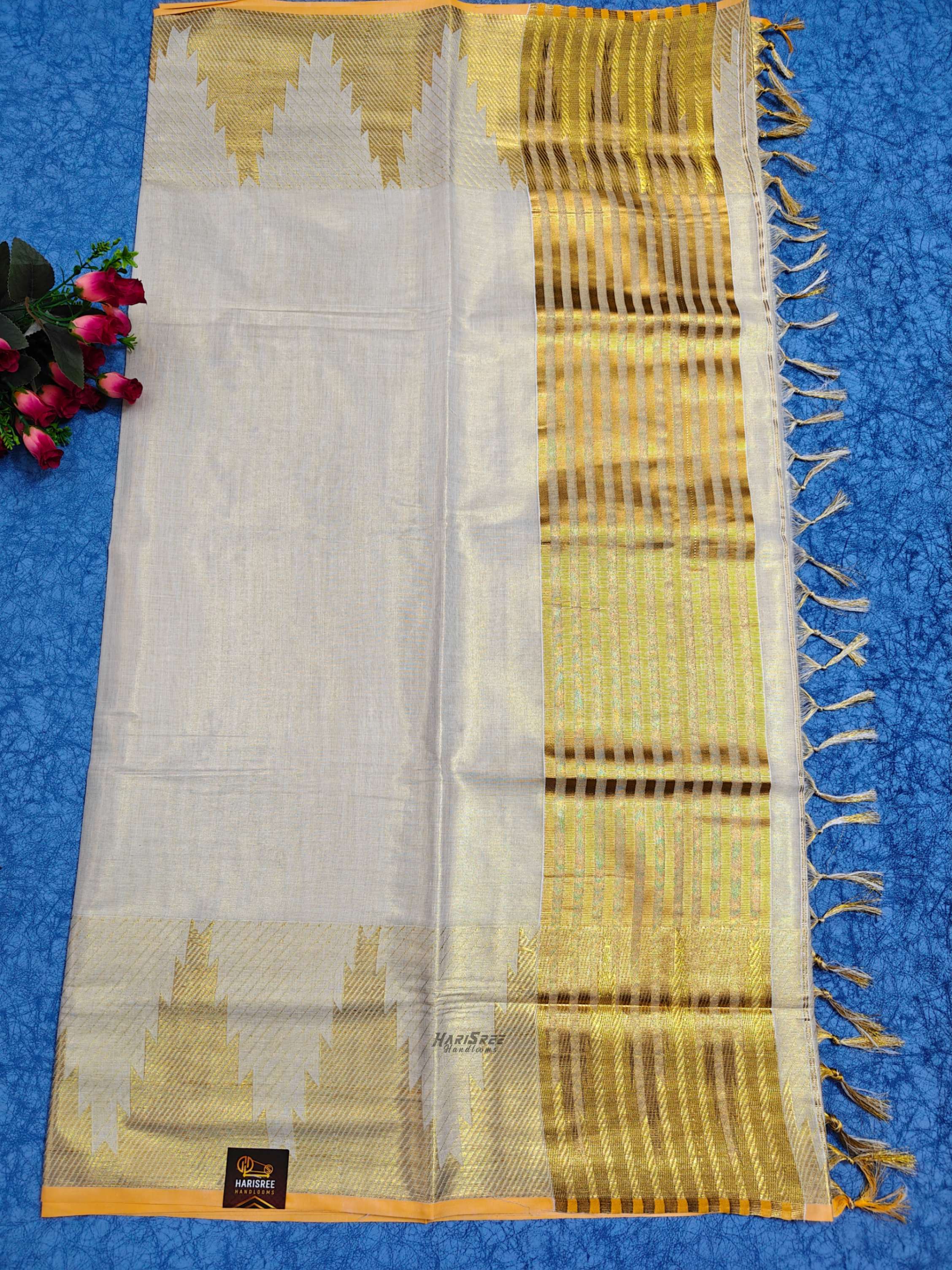 Tissue Big Temple Boder Kerala Saree - HS103