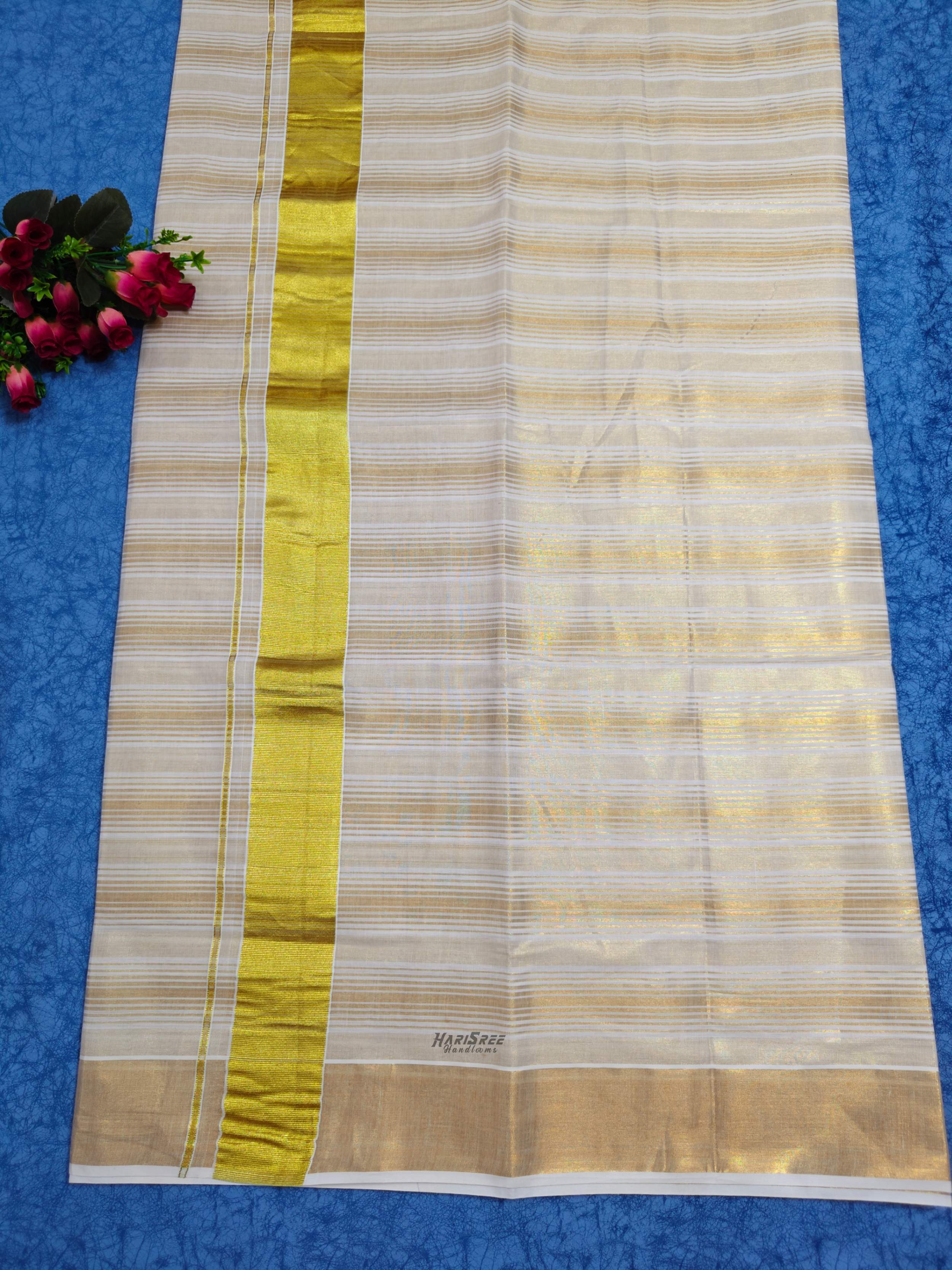Tissue New model Strips Kerala saree HT109 - Image 3
