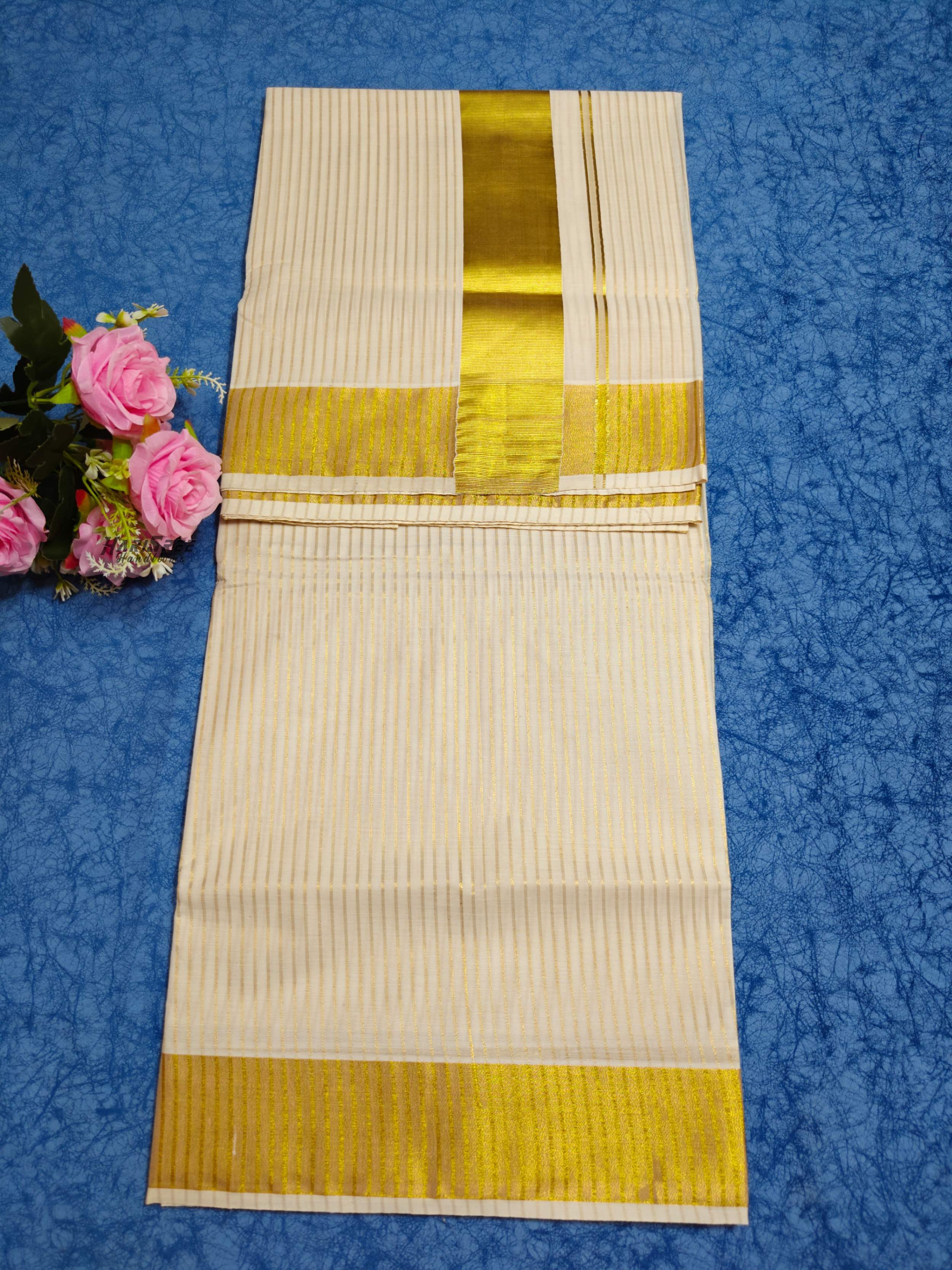 Pure Cotton Kasavu Lines Kerala Saree - PMH101