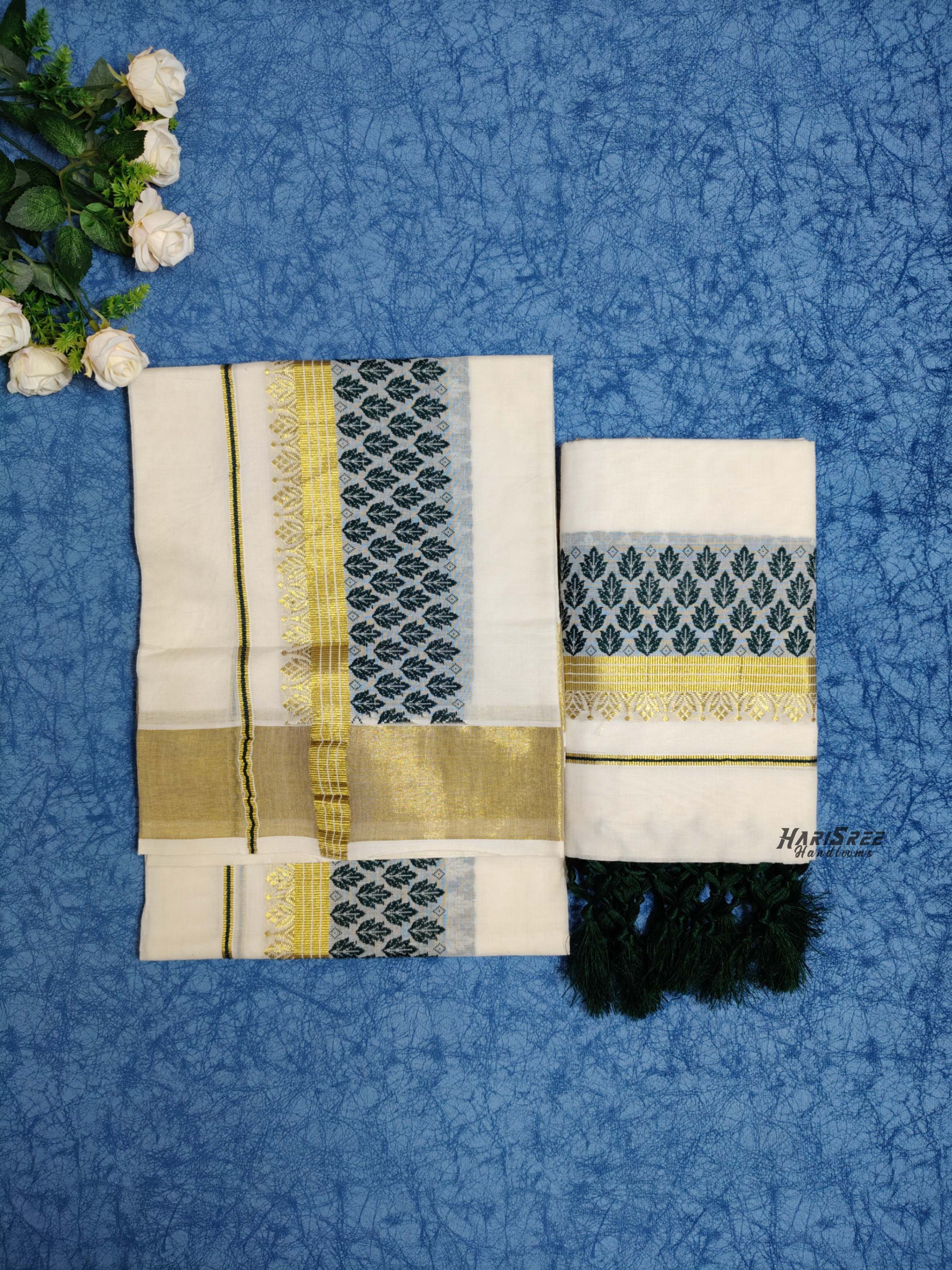 Pure Cotton Jacquard Set Mundu - Sk104