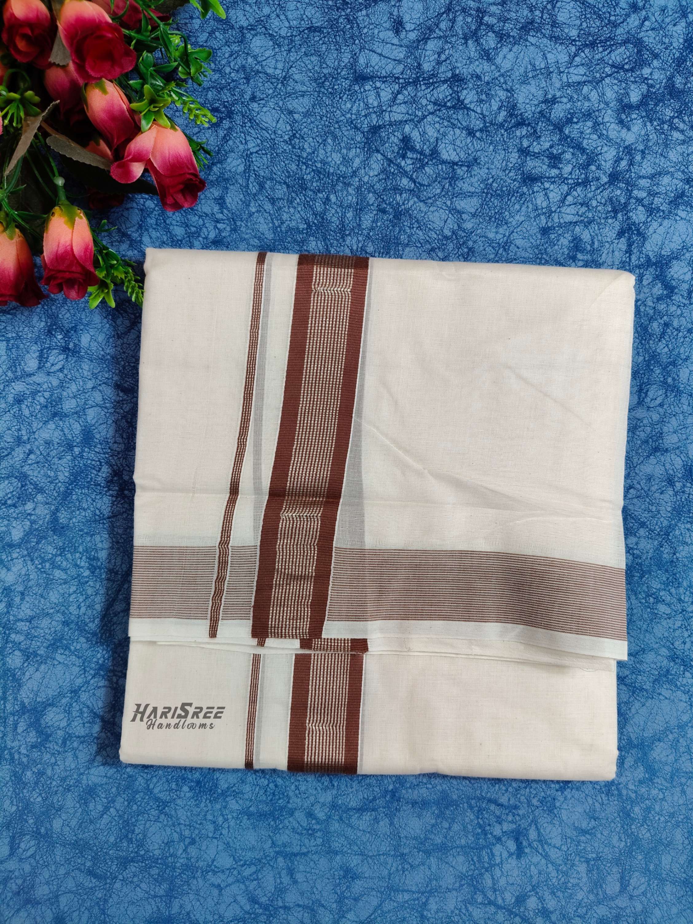 Cotton 1*1/2 Inch Silver - Kasavu kara Double Mundu - VK101 - Image 4