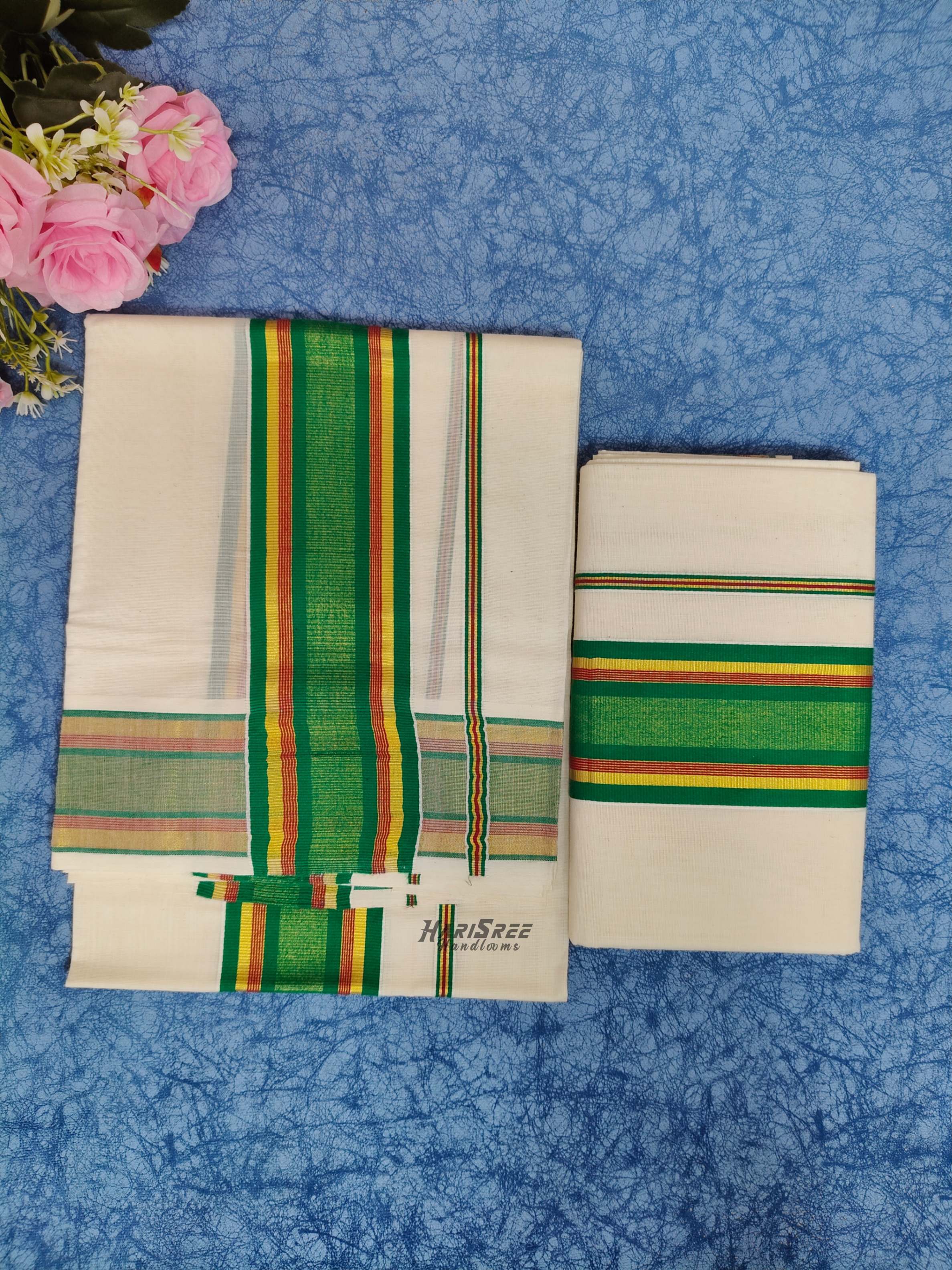 2x3 Color & Kasavu Fancy Set Mundu Cotton - PMH105 