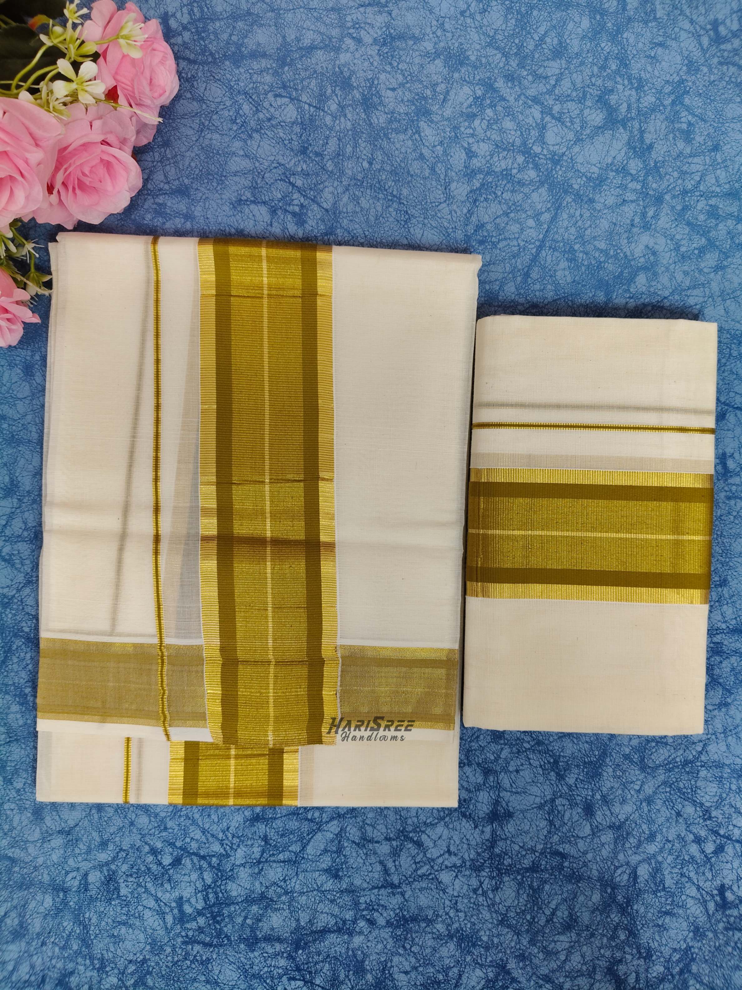 Pure Cotton 2x3 Color & Kasavu Fancy Set Mundu - PMH106