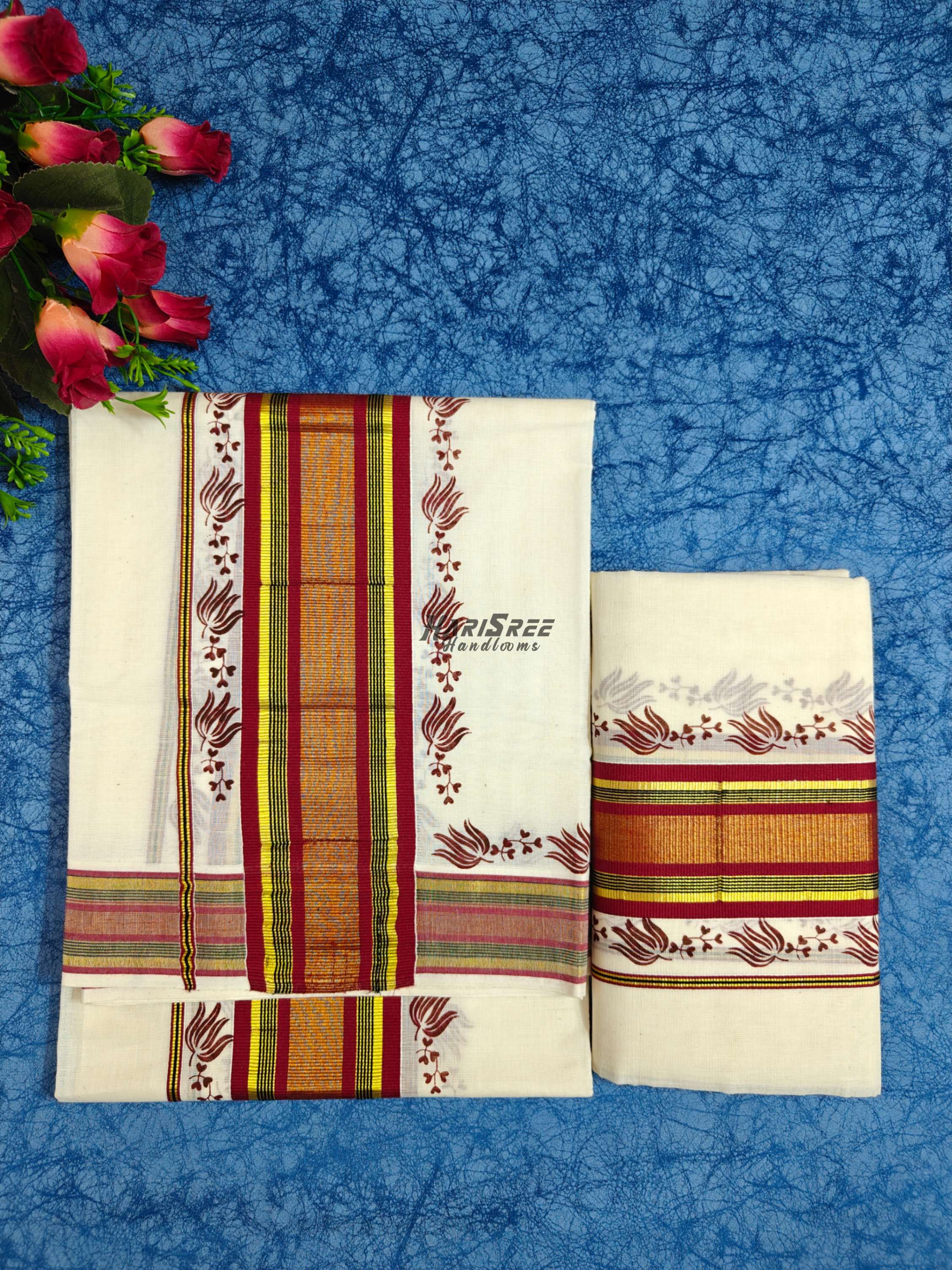 Elegant Kerala Set Mundu for Women – Classic Kasavu Style - HS2021